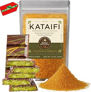Yelgna & Moust Kataifi Shredded Fillo Dough Pastry, Great for Dubai Chocolate, Knafeh and Kadayif 12 oz. (Enough for 4 Dubai Chocolate Bars)