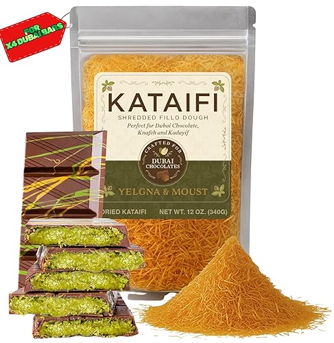 Miniatura 9 de Yelgna & Moust Masa Kataifi de Fillo en Tiras, Ideal para Chocolate de Dubái, Knafeh y Kadayif 10 lb. (151 Porciones)