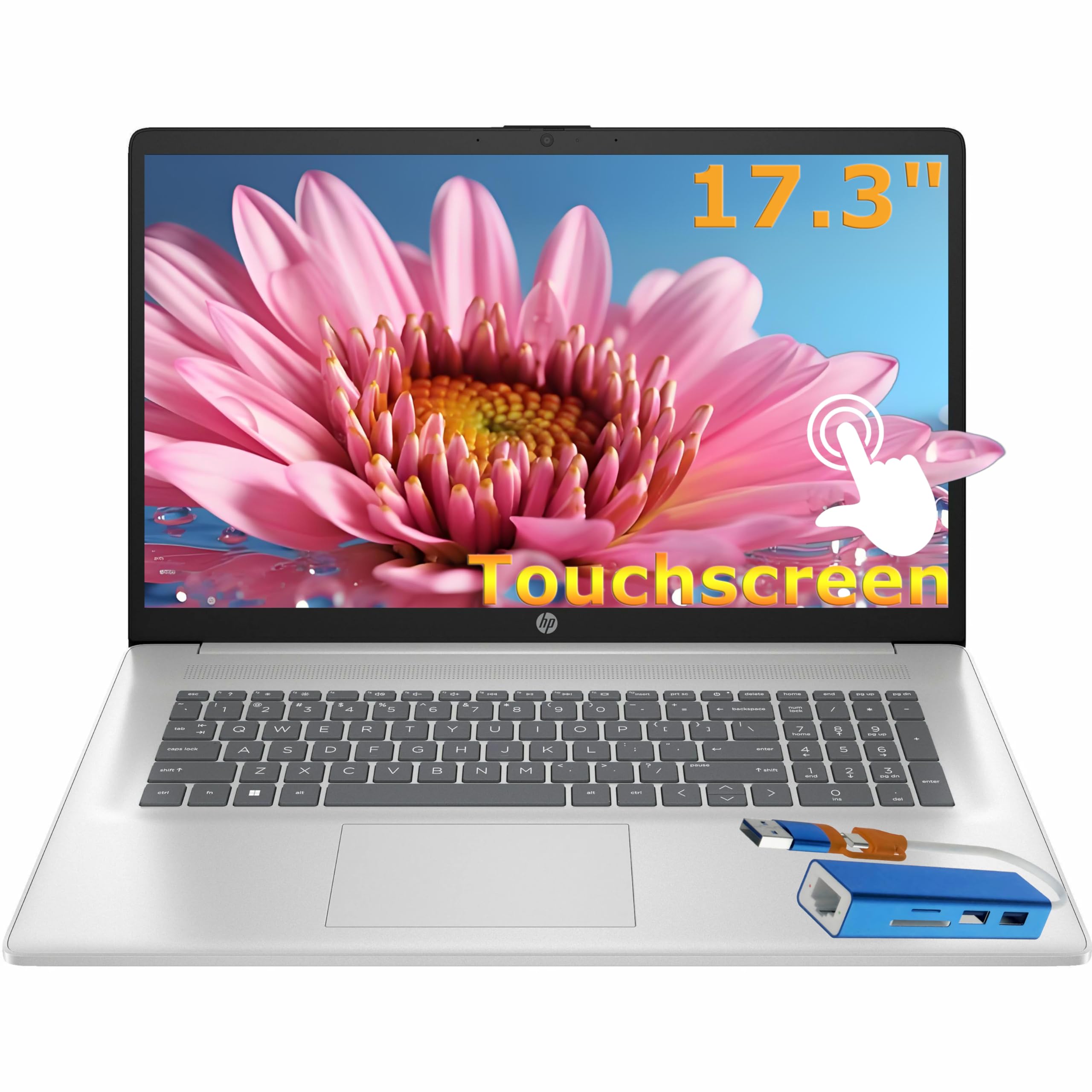 HP Pavilion 17.3" Laptop Touchscreen, Intel 8-Cores i3 Processor, 32GB DDR4 RAM, 1TB PCIe SSD, Windows 11 Home, Business Laptop for Work & Home Students, AI Copilot, Number Pad, Lifetime Office 365