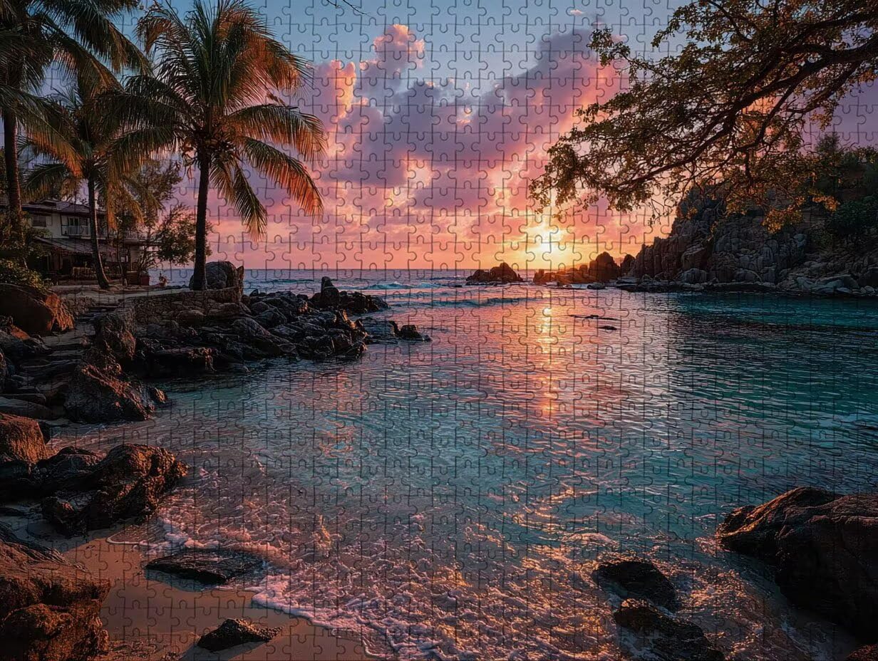 Tramonto Puzzle 6000 Pezzi Adulti, Puzzle Legno con Scatola 179x105cm, DIY Giochi Divertenti per Familiar, Idea Regalo Uomo e Donna, Squisita confezione Regalo, Estate Decorazioni, (Vista Mare) W-4021