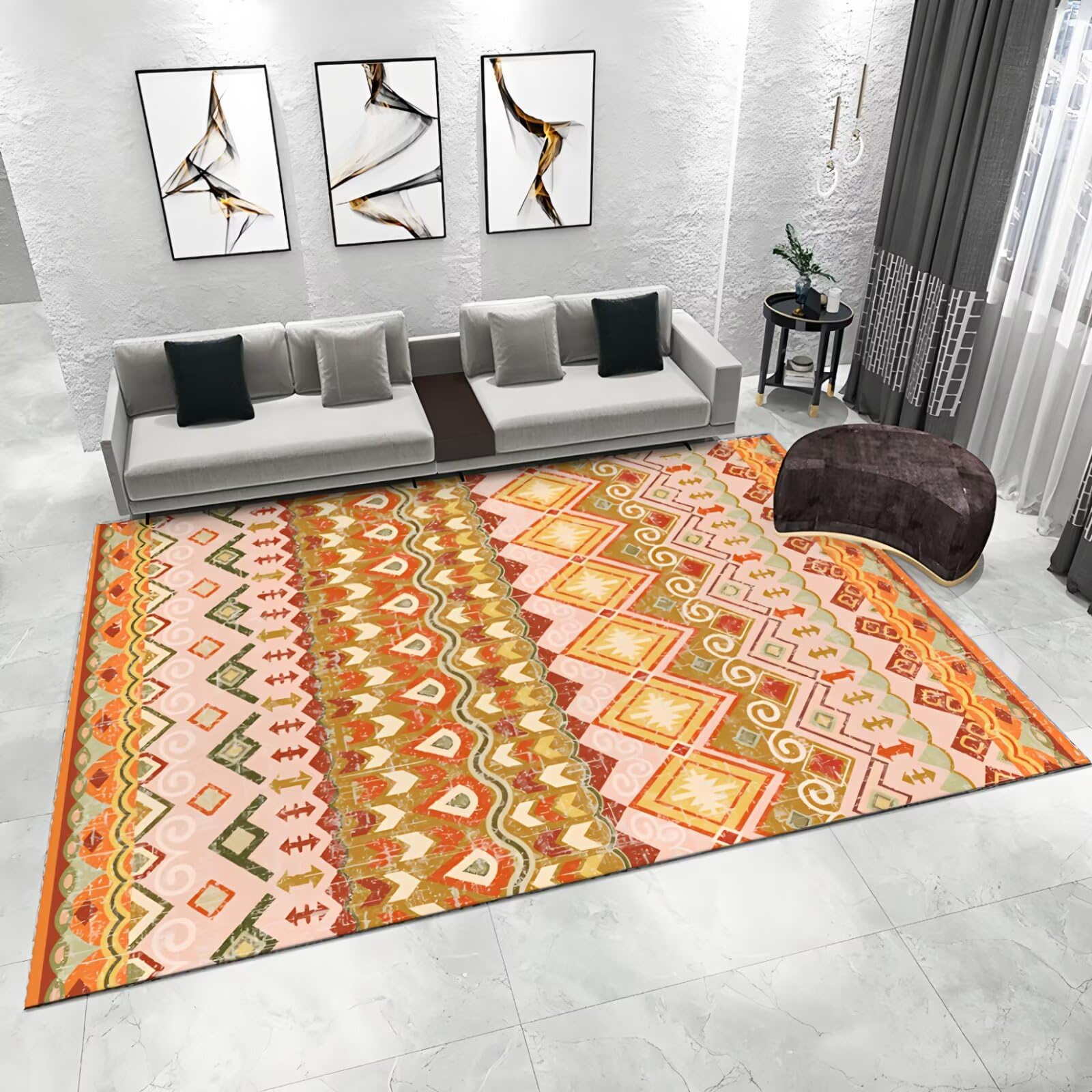 Tapetes para sala 100x200cm rosa de geometría moderna para alfombra de cuarto criança