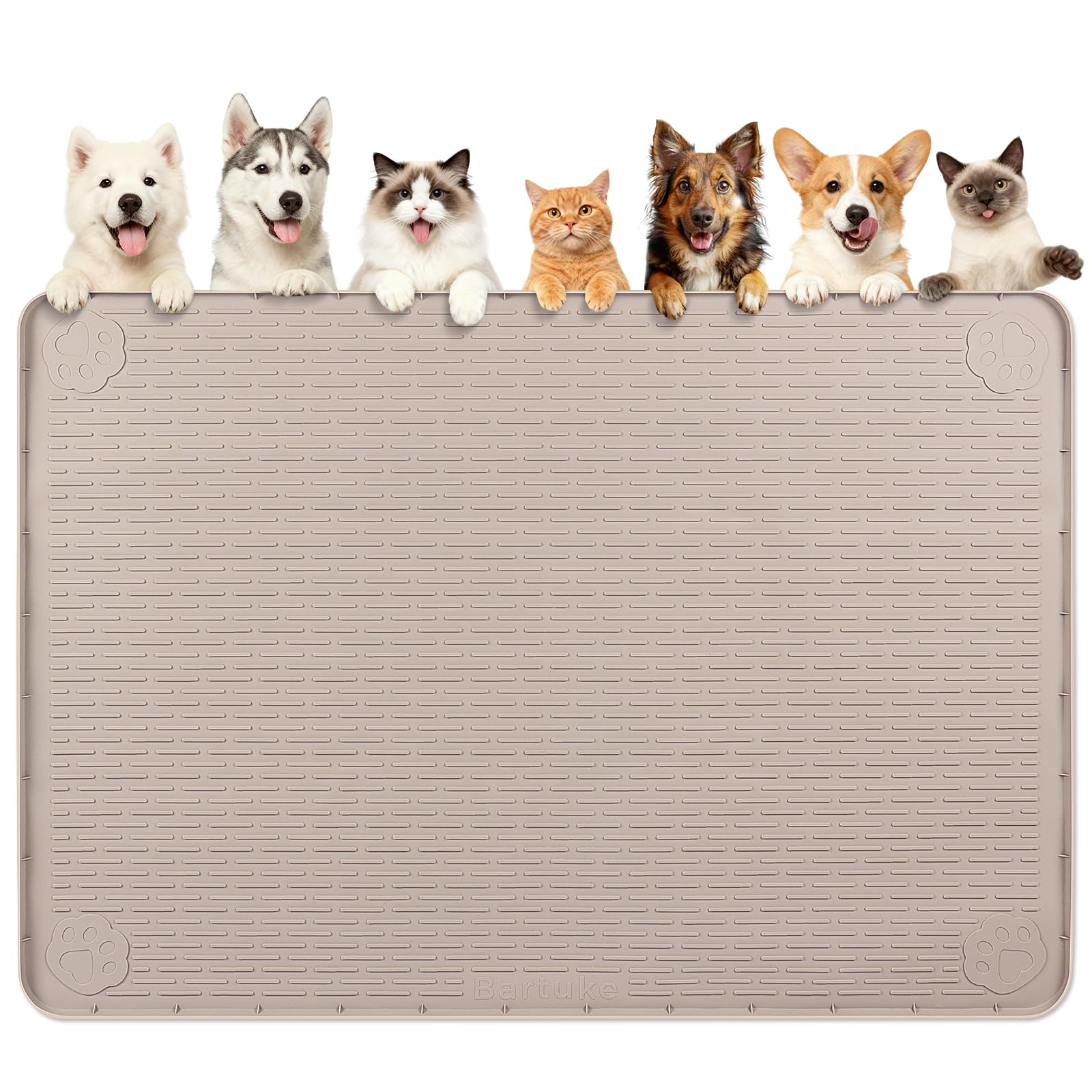 Bartuke Dog Bowl Mat,70"x45"Large Silicone Pet Feeding Mat with Raised Edge โ image 1