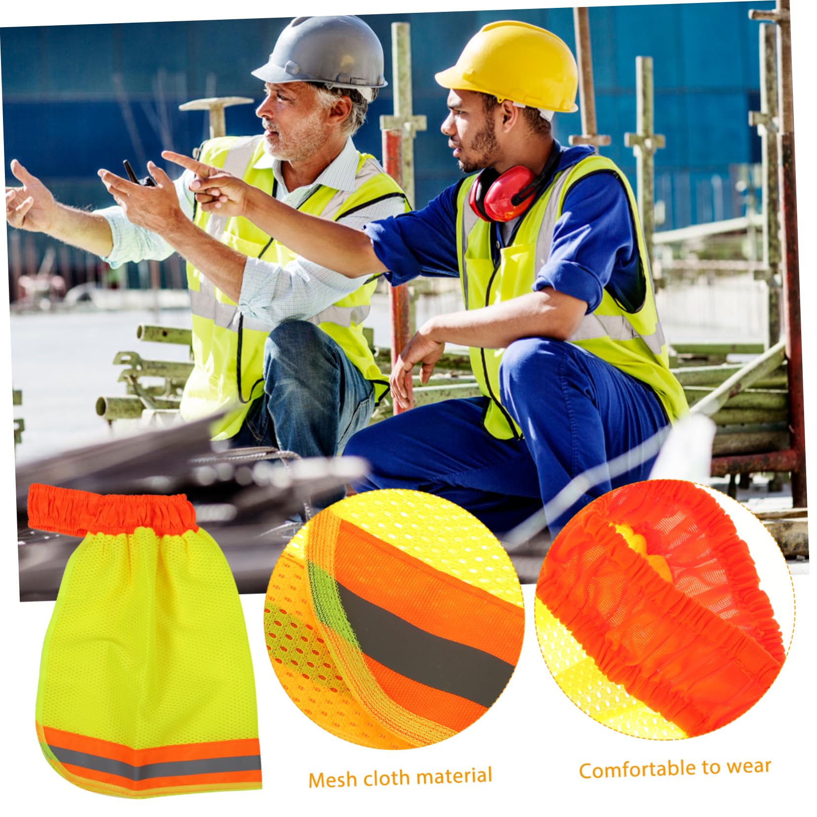 Uonlytech 12pezzi Cappellino Riflettente Rete Traspirante Per Casco Con Visiera Alta Visibilità Protezione Solare Per Uomini e Donne All Aperto Fluorescente