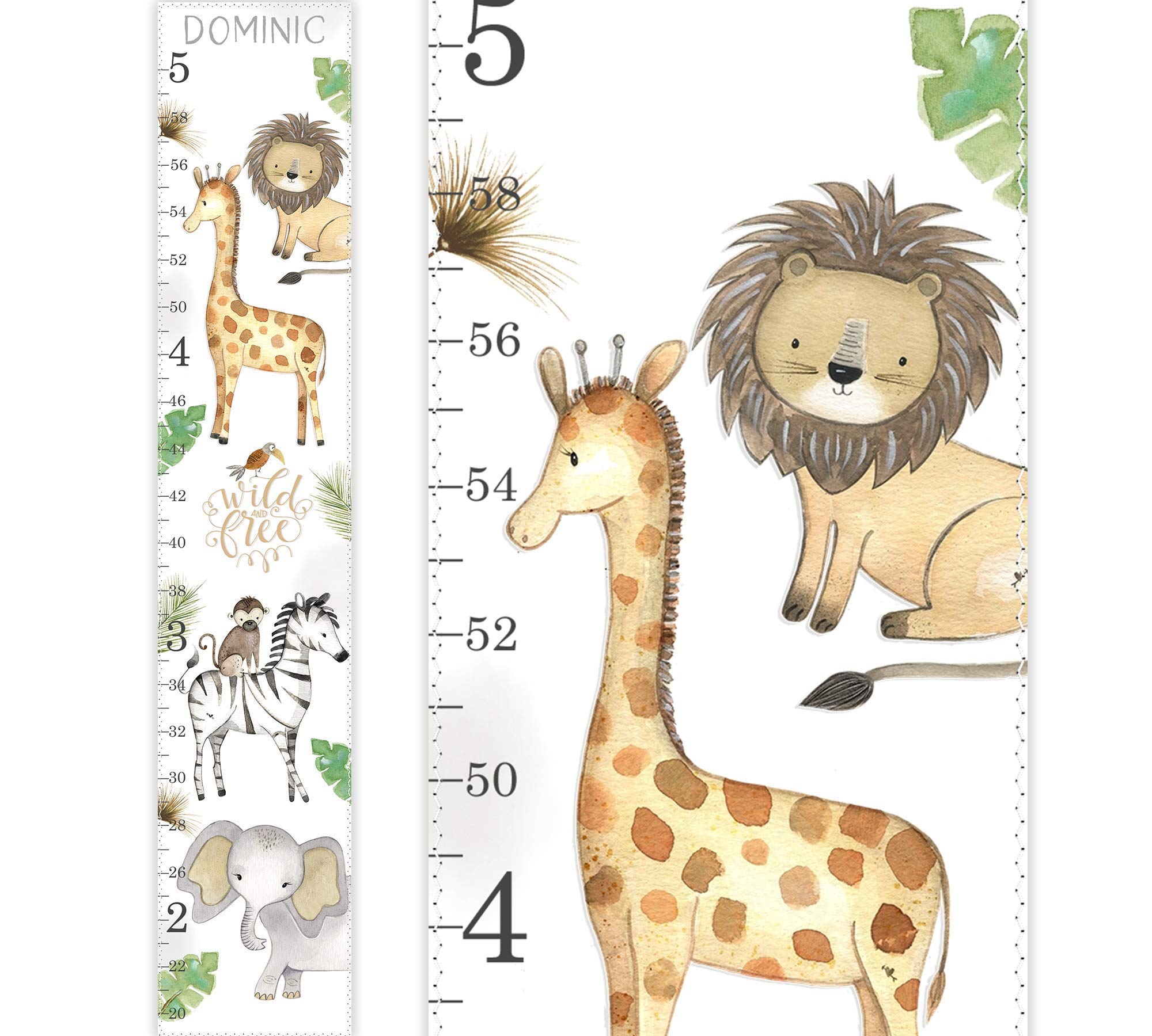 Safari Growth Chart, Jungle Growth Chart, Canvas Height Chart, Safari Wall Art, Safari Decor, Safari Animals Growth Chart, Kids Room Decor