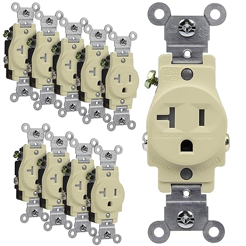Miniatura 8 de ENERLITES Tomacorriente de un solo receptáculo, resistente a manipulaciones, grado comercial, 3 cables, tornillo de puesta a tierra, 2 polos, 5-15R,