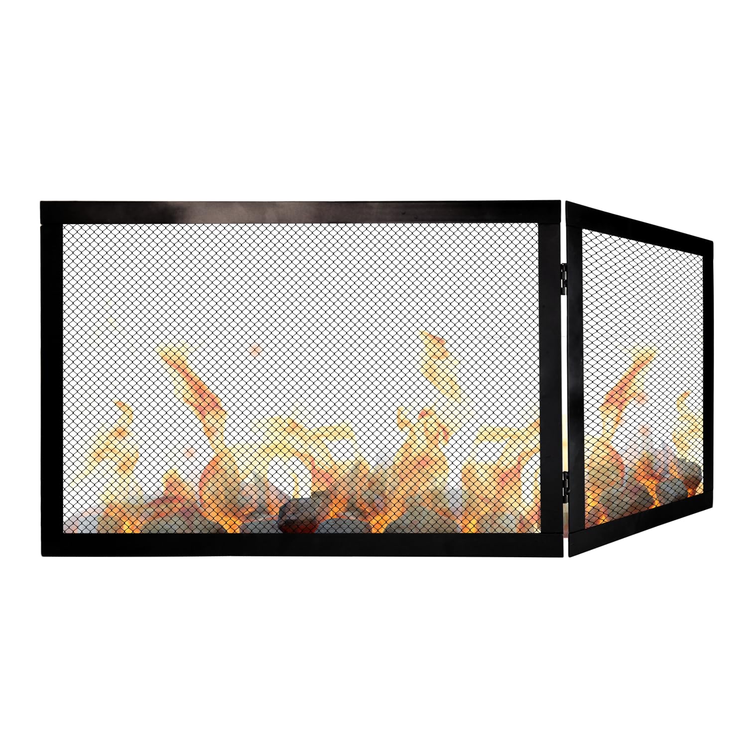 Parascintille Camino Angolare Reversibile 60x50x50 Modello DOLOMITE – Schermo Protettivo per Camino in Ferro Battuto, Design Elegante, Protezione Fuoco e Scintille - Griglia di protezione camino