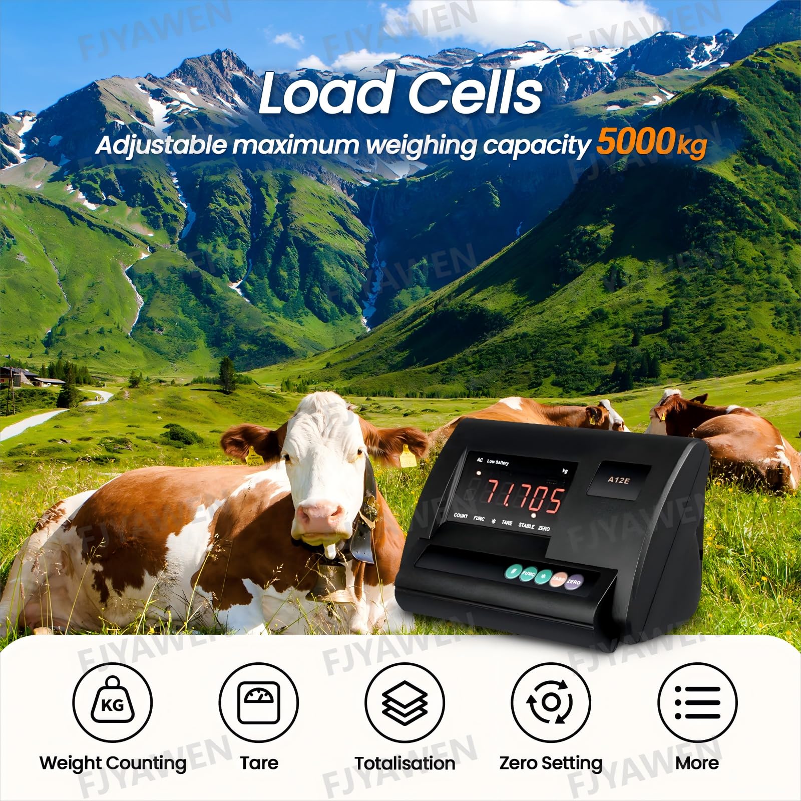 Kit Bilancia Elettronica per Bestiame, Kit Bilancia per Animali, Kit Bilancia per Tralicci per Bovini, Kit Bilancia da Pavimento,Kit Bilancia con Cella di Carico da 11023 Libbre, Piattaforma
