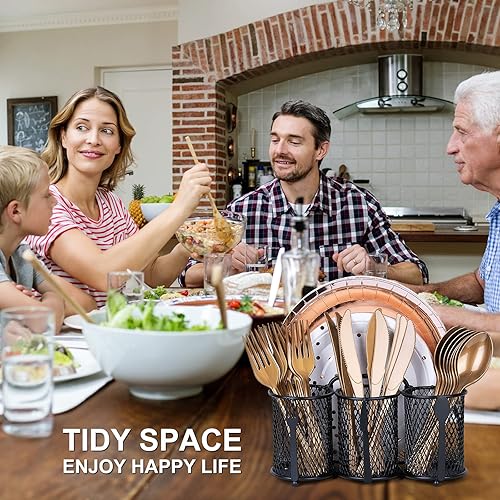 Miniatura 2 de Utensil Organizer Silverware Caddy - Utensil Holder for Party Metal Cutlery Organizer Silverware Storage for Picnic Camping Buffet Kitchen Table