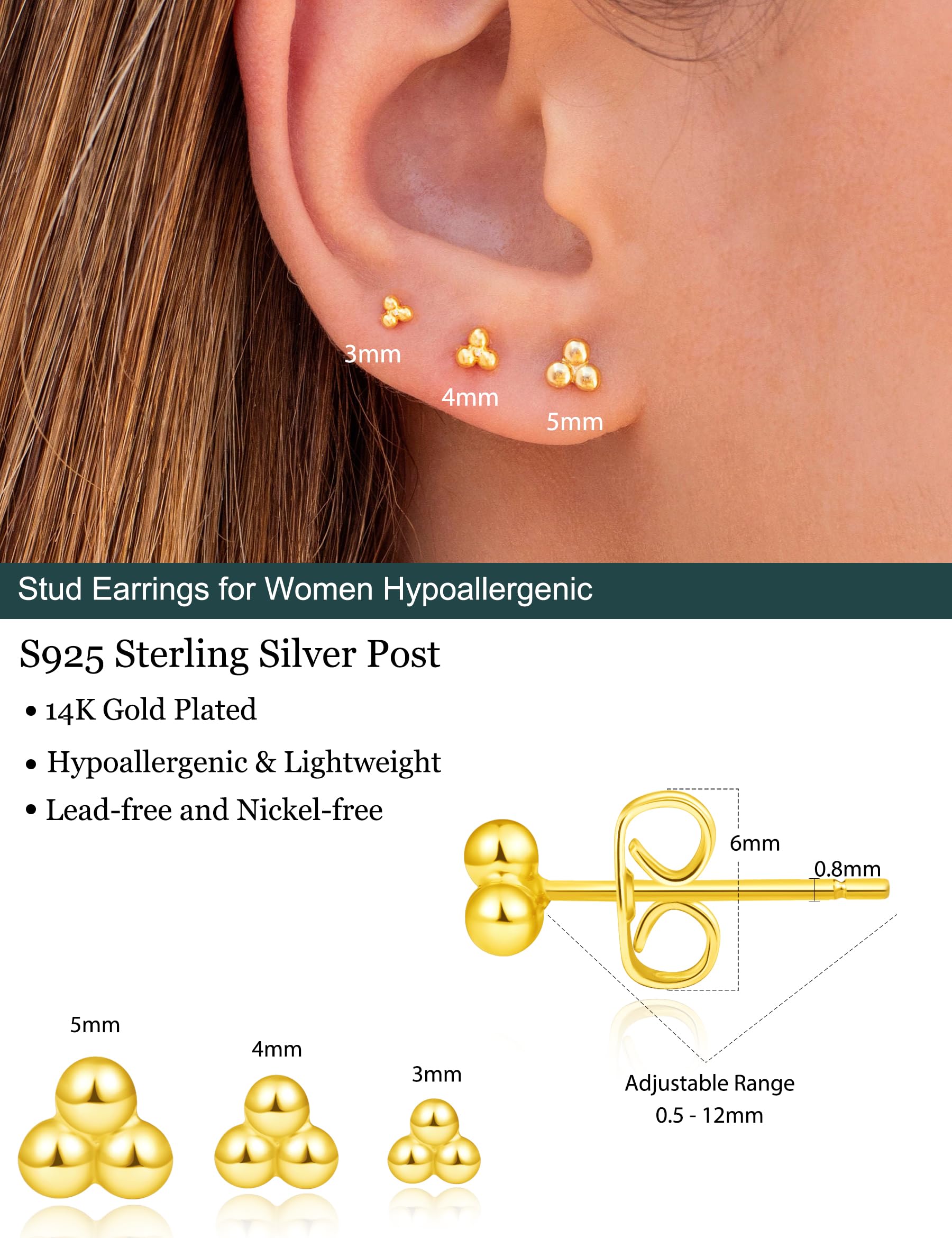 3 Pairs 14k Gold Stud Earrings for Women Hypoallergenic 925 Sterling Silver Post Dainty Silver Cartilage Tragus Earrings Stacks Set Trendy Small Diamond Heart Multiple Piercing Jewelry for Men: ZNBOH 3 Pairs 14k Gold Stud Earrings for Women Hypoallergenic 925 Sterling Silver Post Dainty Silver Cartilage Tragus Earrings Stacks Set Trendy Small Diamond Heart Multiple Piercing Jewelry for Men