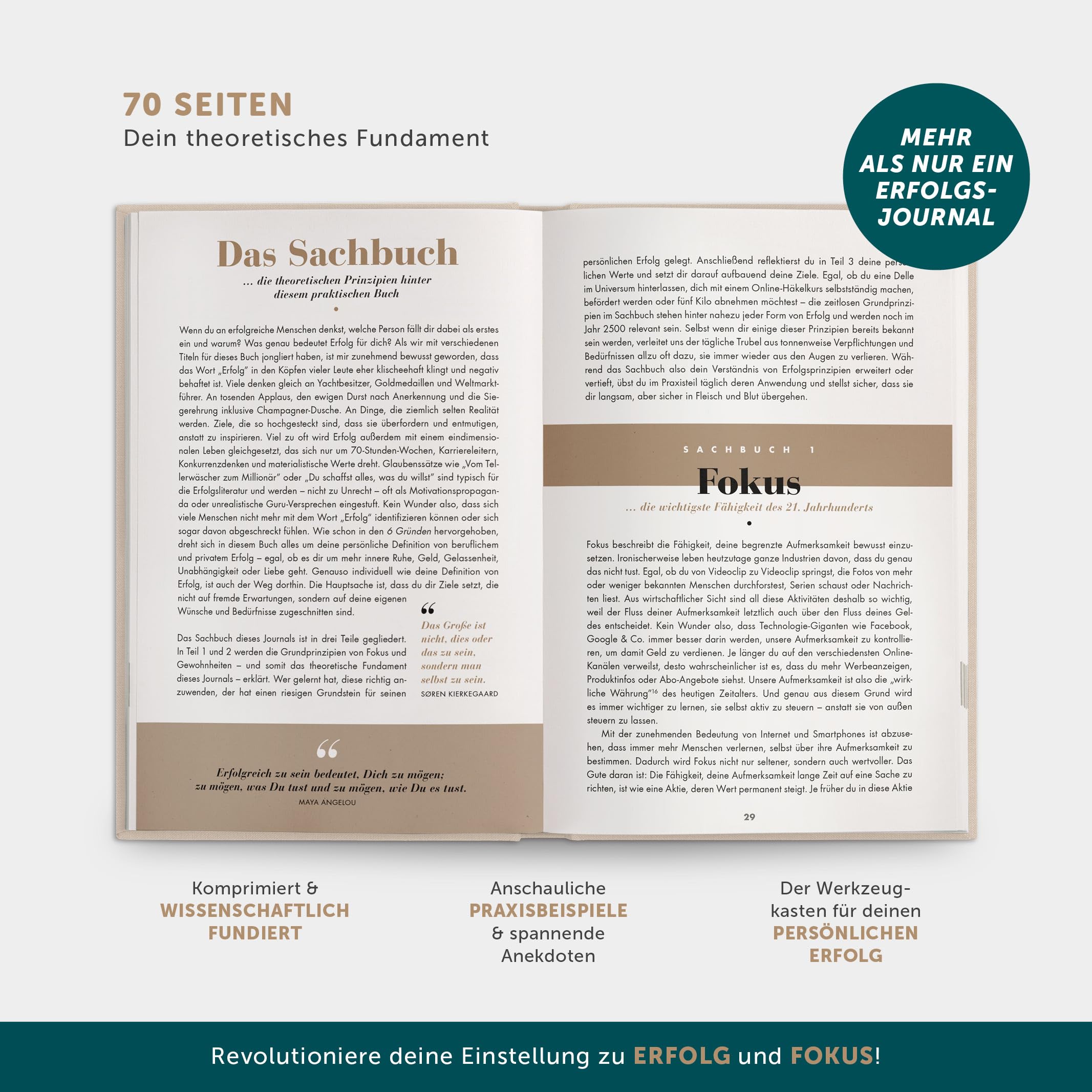 6-Minuten Erfolgsjournal – #1 Tagesplaner 2026 für Fokus & Motivation – Undatierter To Do Planer – Erfolgstagebuch für gelassene Zielerreichung