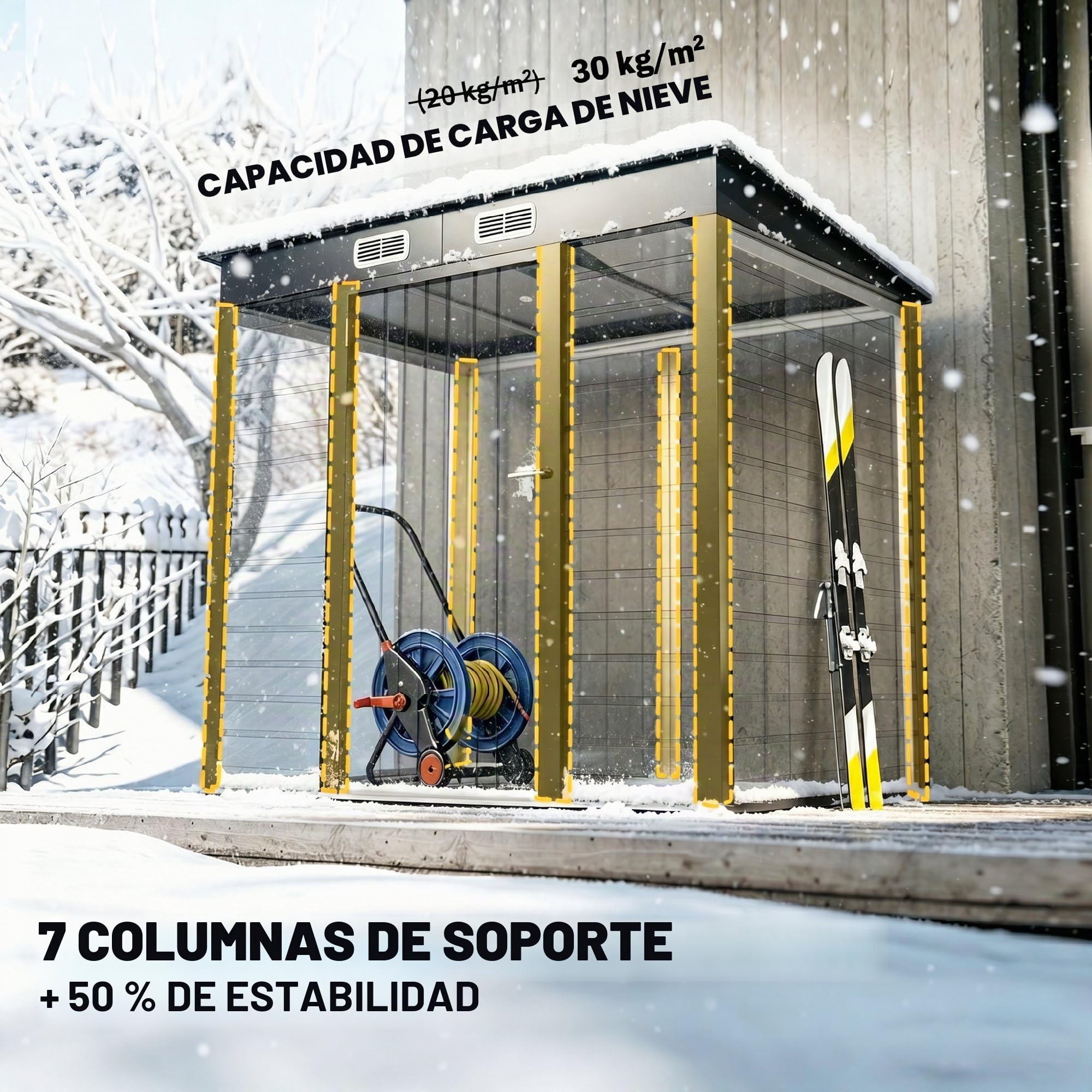Outsunny Caseta de jardín de Metal 2,3 m² caseta de jardín 191 x 130 x 166,5 caseta de Herramientas con Guantes, Puerta con Cerradura y 2 Rejillas de ventilación - Gris