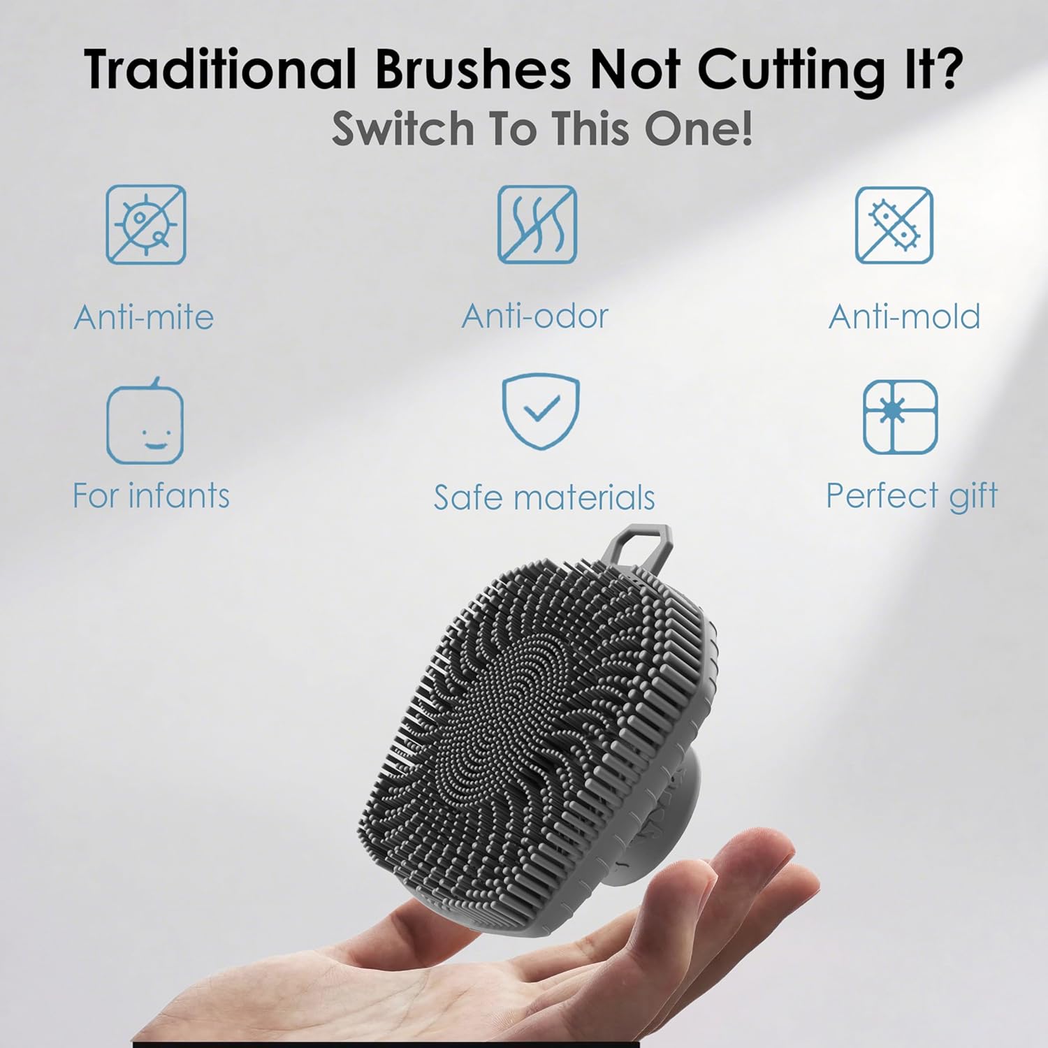 Face Scrubber & African Net, Silicone Exfoliating Brush for Men, Facial Cleansing Brush, Manual Waterproof Cleansing Skin Care, Blackhead Removing Pore Cleansing Massaging Face Brushes - Grey - Image 6