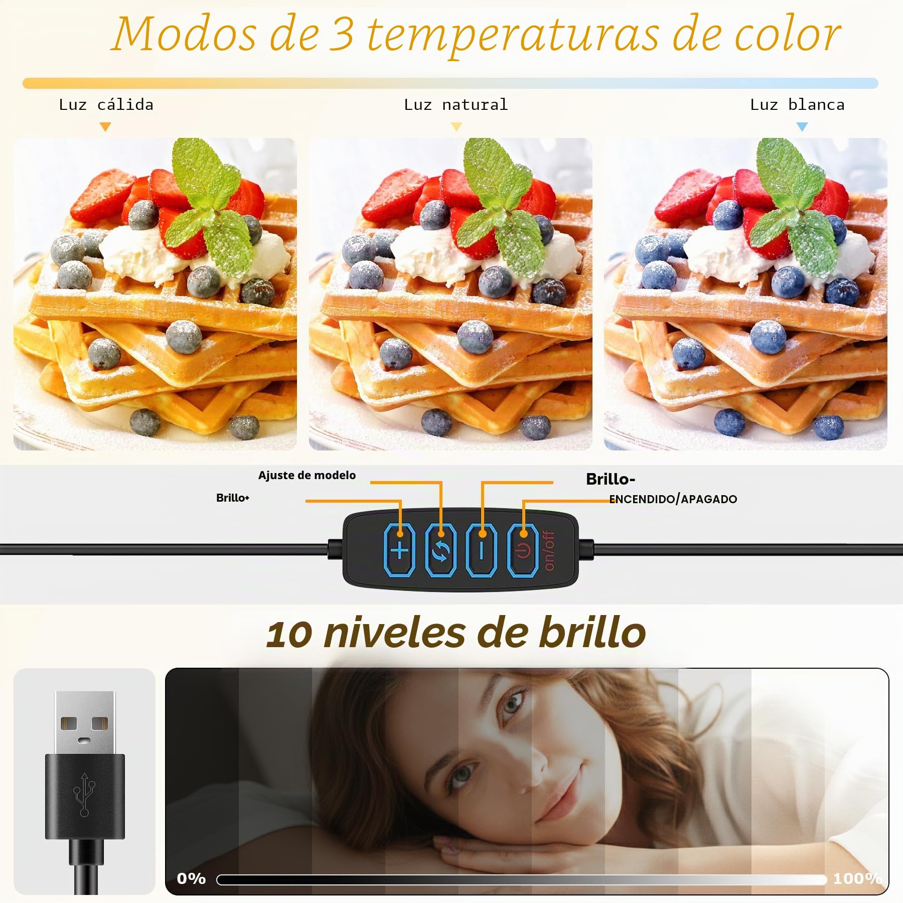 Soporte de teléfono Superior con Anillo de luz, Soporte articulado Flexible Compatible con iPhone, cámara Web Logitech, trípode de Escritorio para Youtube Live Stream Cocina, grabación de Video de
