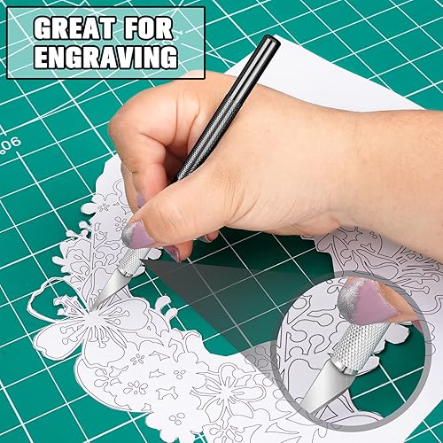 Miniatura 2 de DIYSELF Exacto - Juego de 2 cuchillos para manualidades, arte y cuero, cuchillo de precisión con 20 cuchillas #11 (negro)