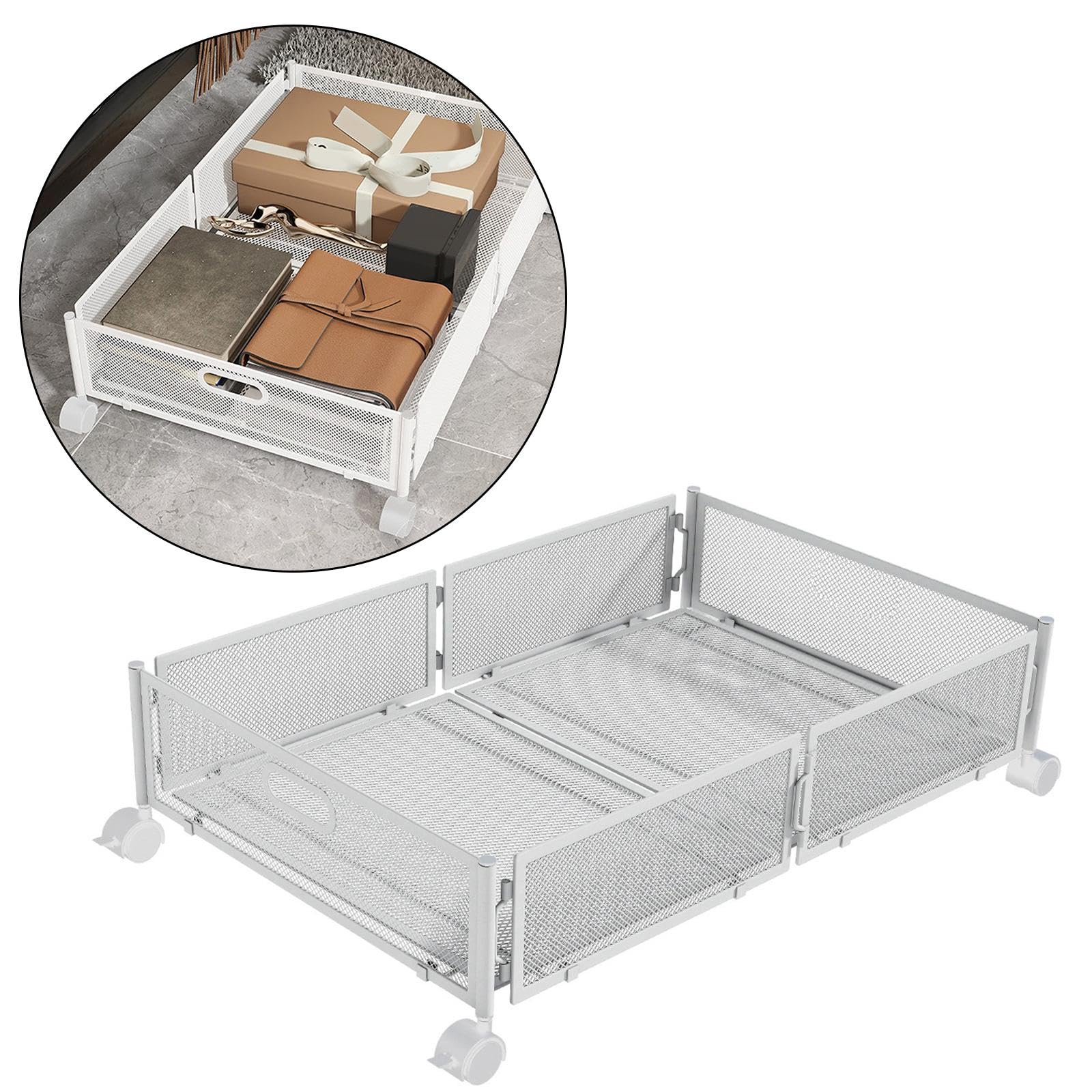 Colcolo Zapatero de Almacenamiento Debajo de la Cama con Ruedas Cesta de Almacenamiento Multiusos Que Ahorra Espacio Contenedor de Almacenamiento Debajo de la, Blanco