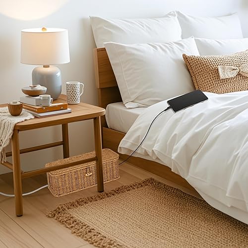 Miniatura 6 de Caja organizadora de cables, caja organizadora de cables de ratán sintético tejida a mano con tapa, 2 ranuras abiertas, caja organizadora de cables