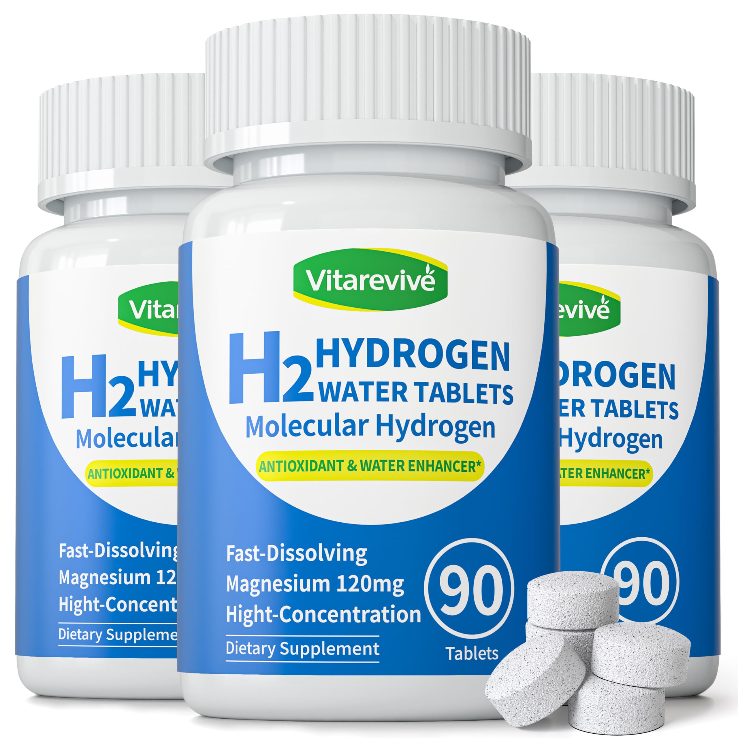 Hydrogen Tablets for Drinking Water, 12 PPM, 270 Count 90 Count (Pack of 3)