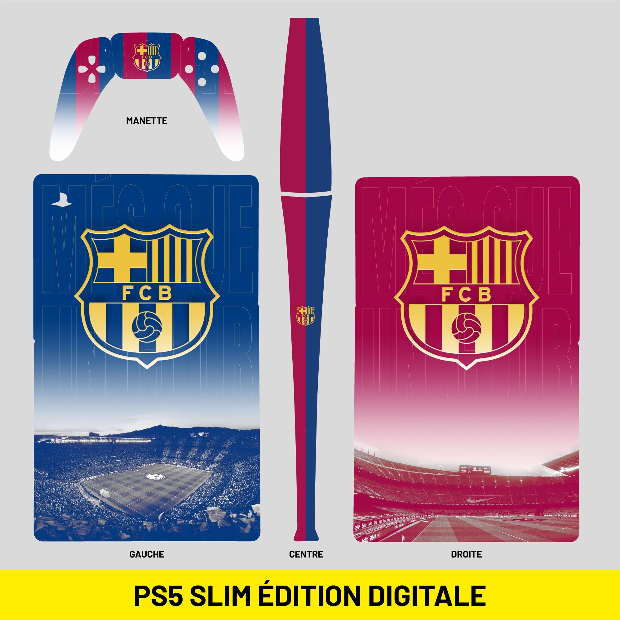 Aufkleber PS5 Barca, Aufkleber für Playstation 5 Fußball, Konsole und Controller, Slim Digital, Skin Barcelona PS5 (1 Controller)