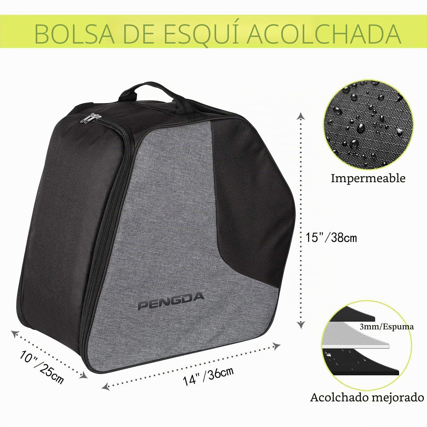 PENGDA Bolsa extragrande para botas de esquí con compartimento para casco