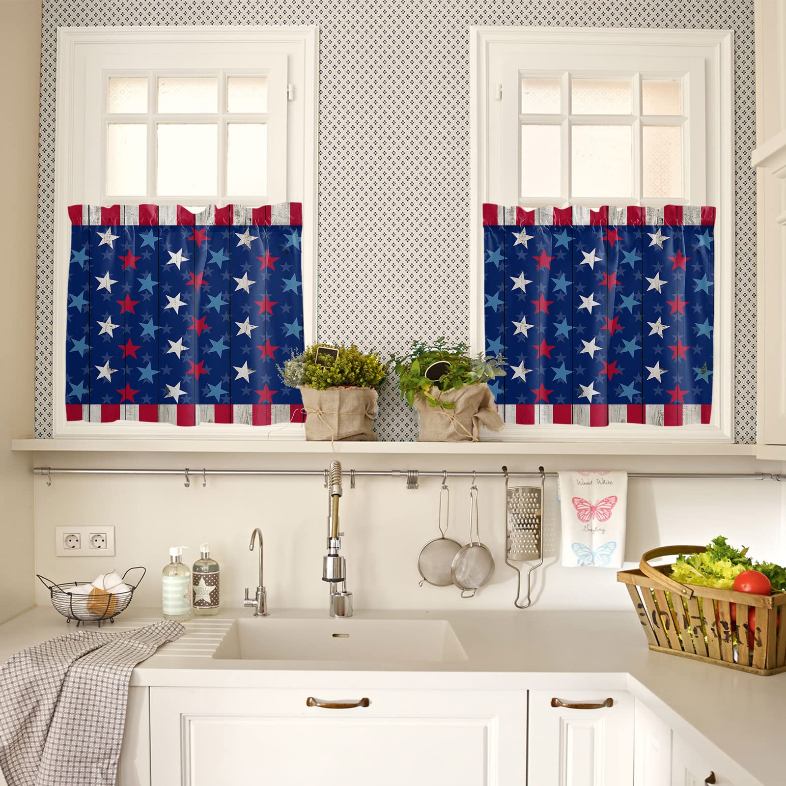 Juego De Cortinas De Cocina Con Cenefa, 3 Piezas Con Bolsillo Para Barra, Cortinas Para Dormitorio, Sala De Estar, Baño, Cafetería, Ventanas, Geométricas, Azules, Caqui, Verde Azulado, Gris, 56 X 36