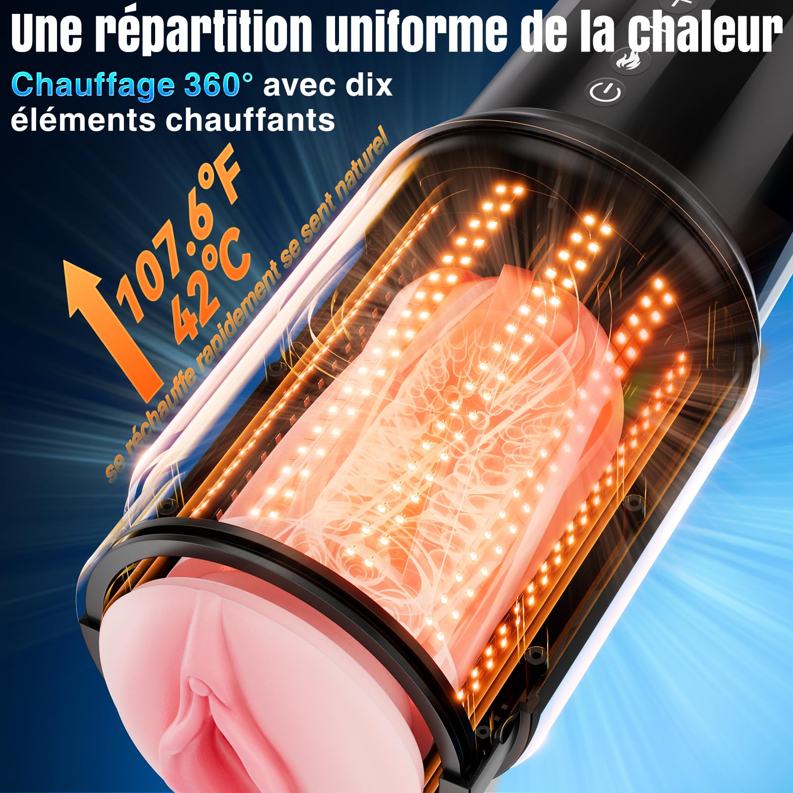 Masturbateurs Masculins avec Chauffage À 360°Masturbateur, Sextoyse Homme Sex 5 Modes Télescopiques Intenses, Sex Toyspour Pour Homme Revêtement Interne Et Amovible App Masturbeuse Homme VIJISA