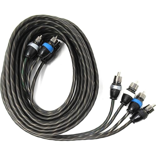 Sky High Car Audio 4 Channel Twisted 12 ft RCA Cables Coated 12' OFC