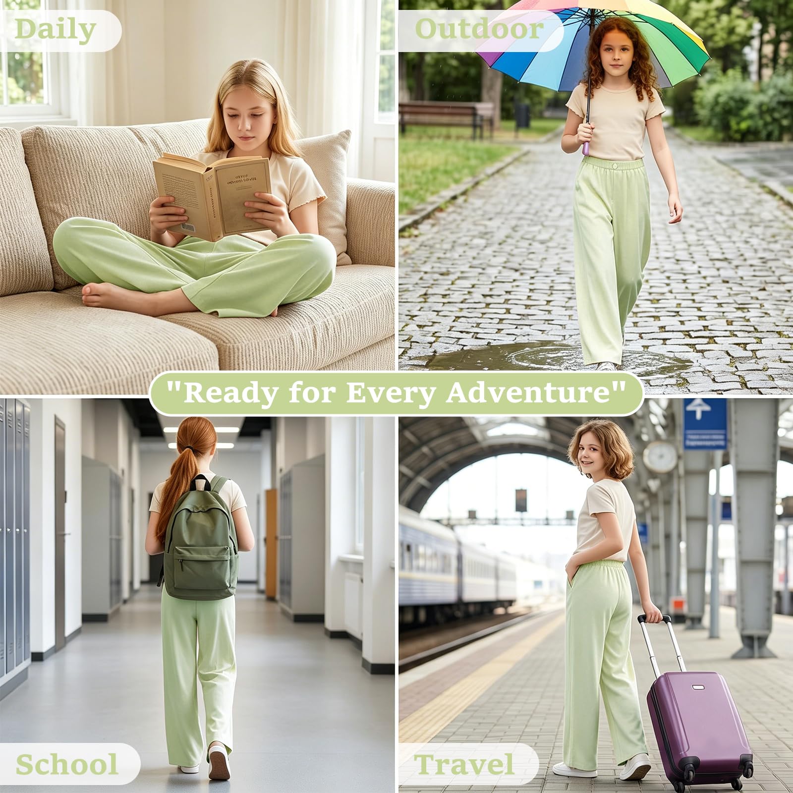 Hose Mädchen Kinder Wasserdicht UPF 50+ Baggy Hosen mit Verstellbar Elastischer Bund Bequeme Atmungsaktiv Sommer Casual Jogginghose Outdoor Leichte Regenhose für Teenager Gr.110-170