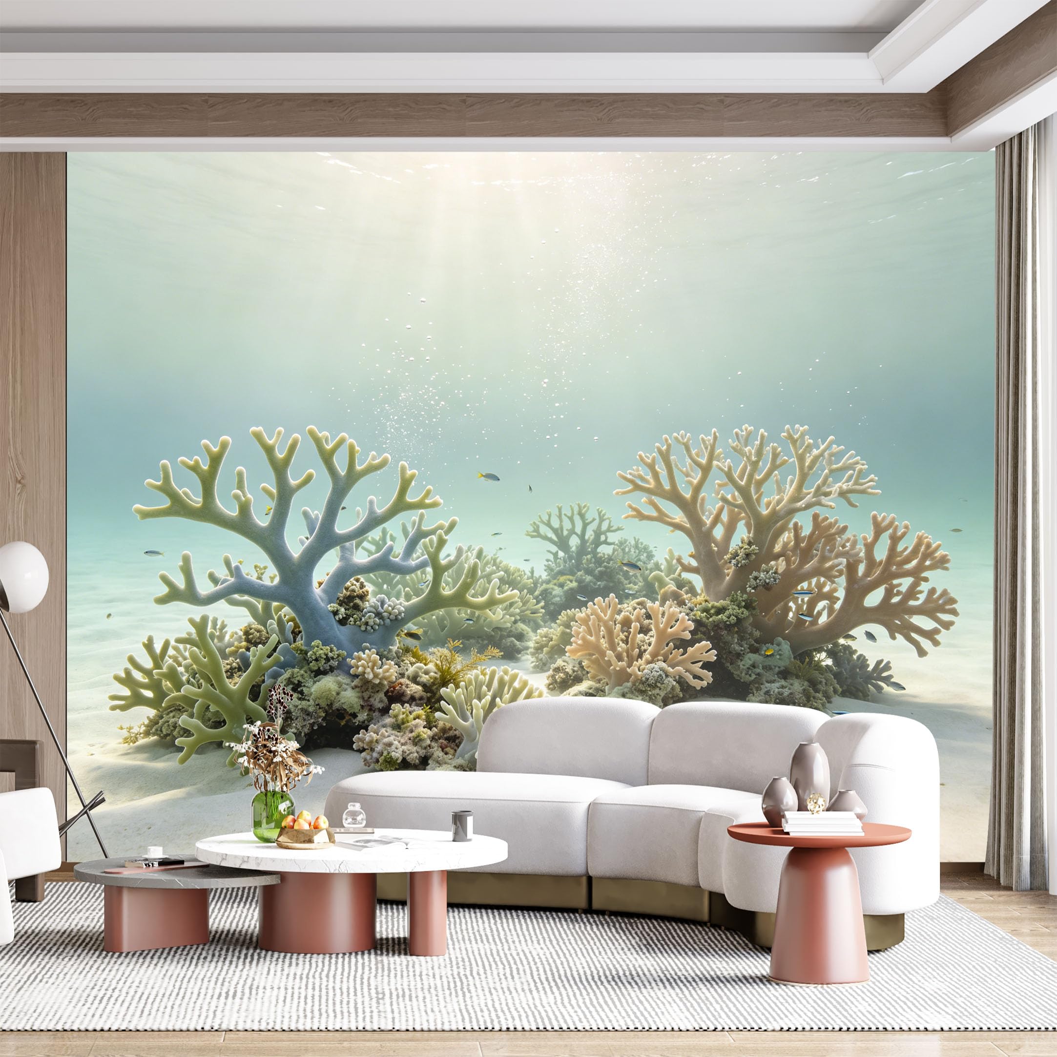 Custom Size Wall Mural Coral Reef Marine Life Ocean Tropical Underwater Seascape SelfAdhesive Wall Fabric Removable for Home Office Decor