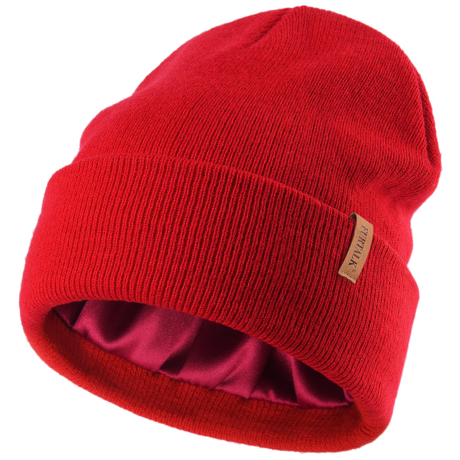 FURTALK Satin Lined Beanie for Women Men Knit Beanie Hat Acrylic Winter Hats Warm Slouchy Skull Cap