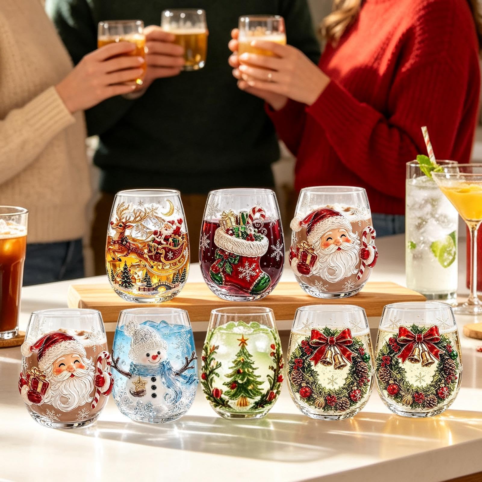 Calici di Natale Albero di Natale e Pupazzo di Neve Bicchieri Decorativi