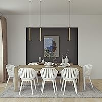 Vista 3 de Midtown Concept Vichy - Juego de mesa rectangular para patio, 9 piezas, madera de eucalipto, ideal para interiores, color marrón