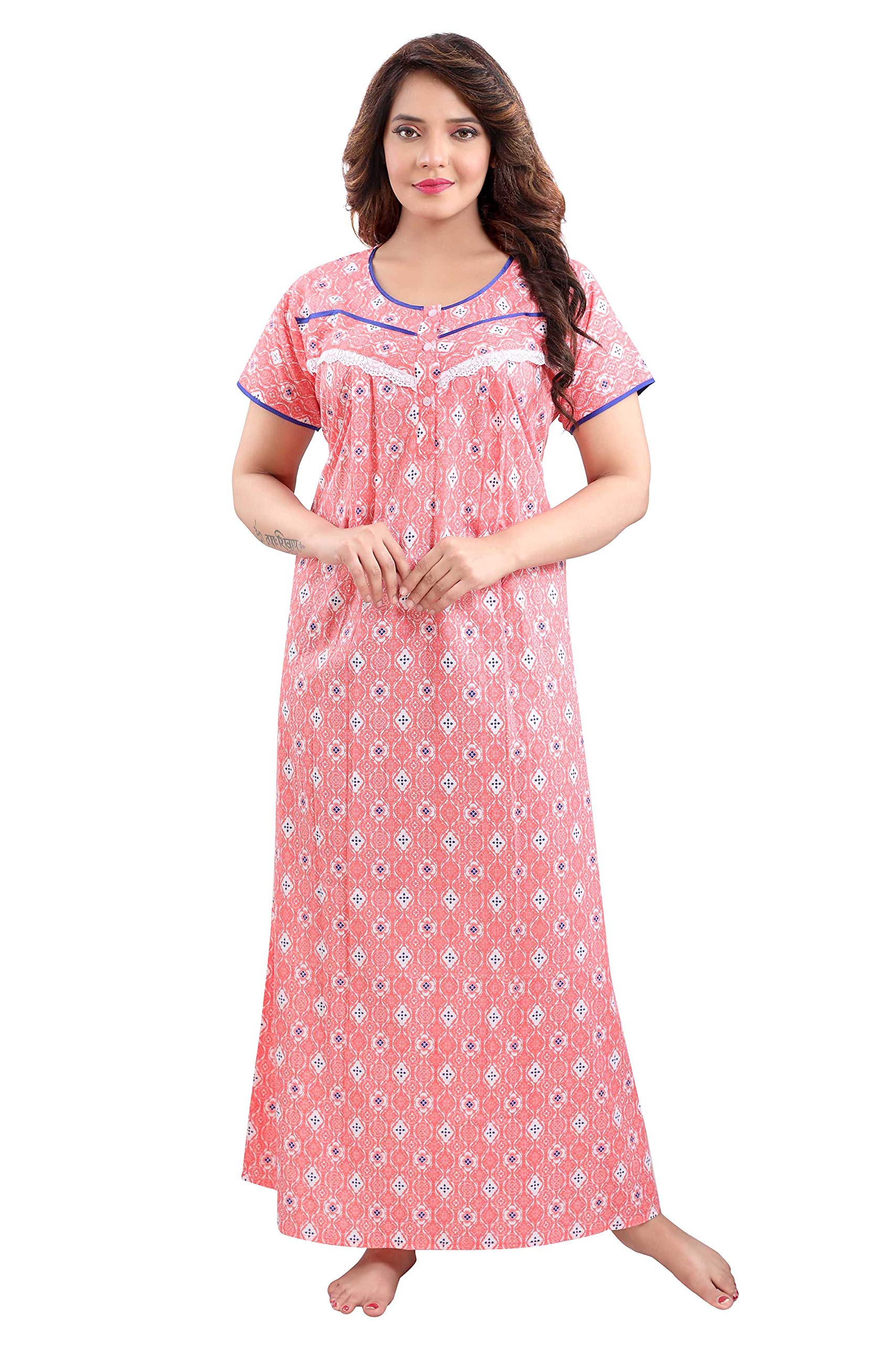 soulemo Women's Cotton Floral Floor Length Maternity Nighty-picture-24