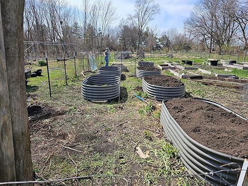 Miniatura 5 de A ANLEOLIFE Jardineras elevadas galvanizadas de 8 x 4 x 1.5 pies para exteriores, maceta ovalada grande de metal para plantar verduras, flores,