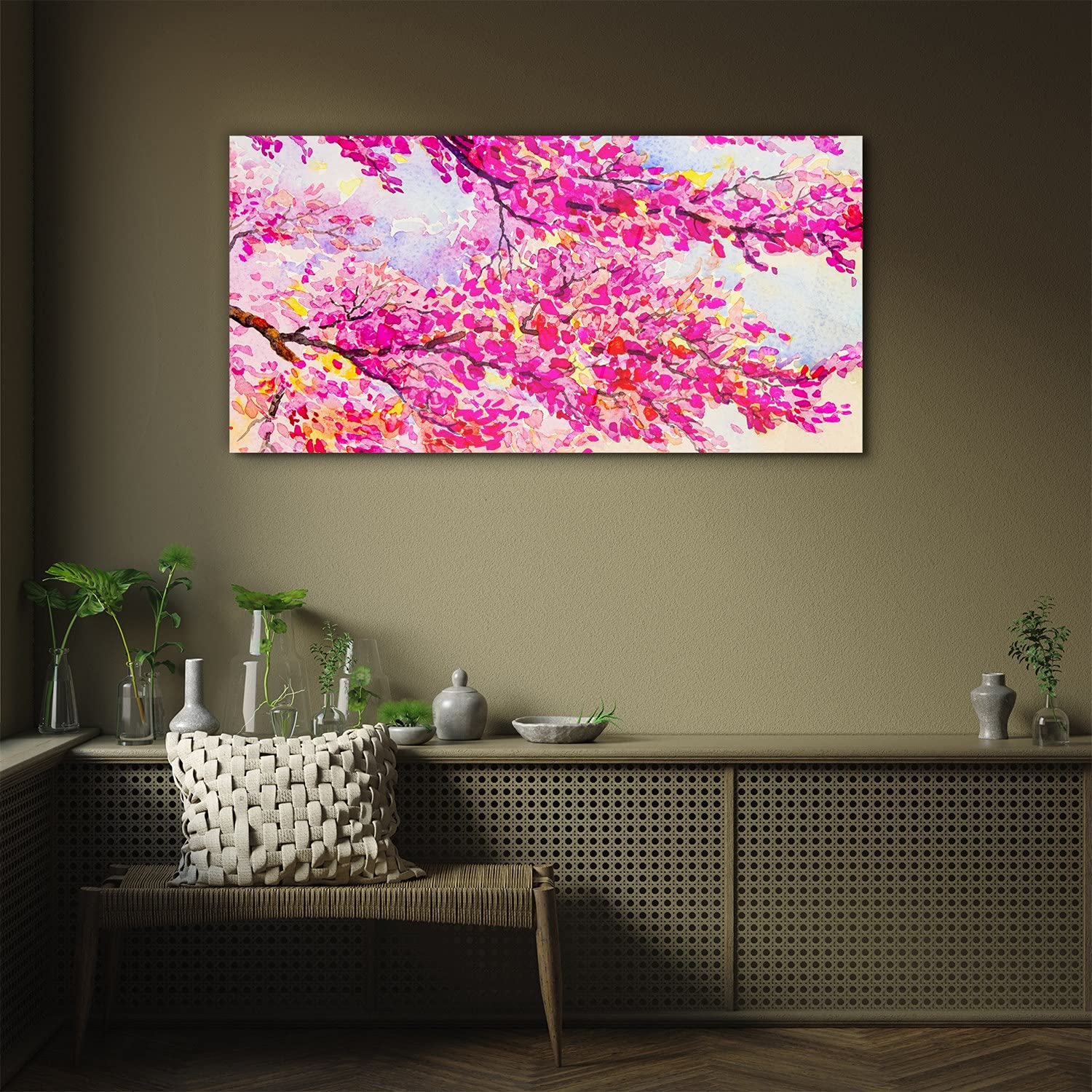 Coloray Pintura Vidrio Acrílico Acryl 100x50cm Mural Cocina Cuadro De Pared De Arte De Vidrio Sala De Estar - Pintura Hojas De Los Árboles