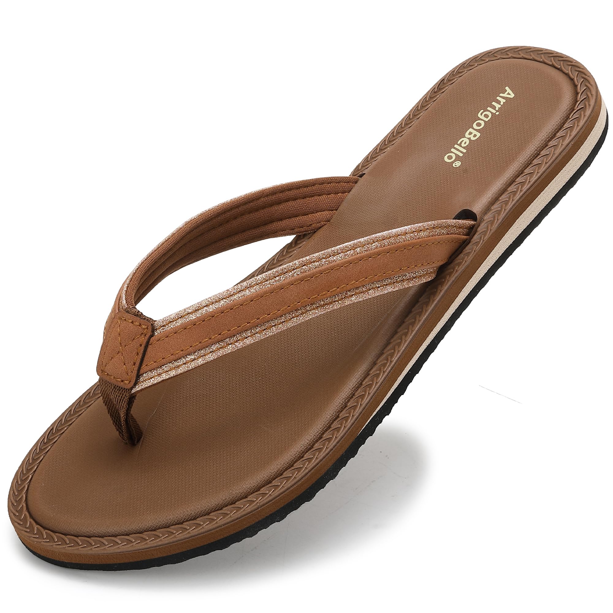 ARRIGO BEELO Flip Flops Damen Sommer Zehentrenner Elegant Thong Sandalen Glitzer Strasssteine Yoga Mattensohle Beach Slides Swimming Pool Sommerschuhe Größe 36-41