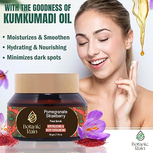 Miniatura 2 de Exfoliante facial orgánico con granada y fresa, Ayurveda Natural Tan Remover Scrub para cada tipo de piel