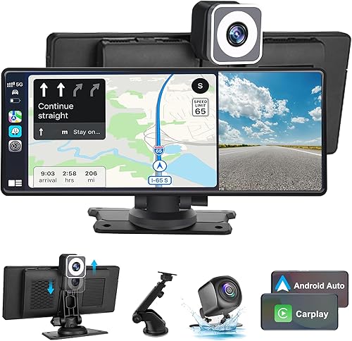 2024 Upgraded Portable Wireless Carplay&Android Auto &Mirrolink,10.26 in IPS Touchscreen,FM Transmitter Car Radio Receiver with Bluetooth,4K Front