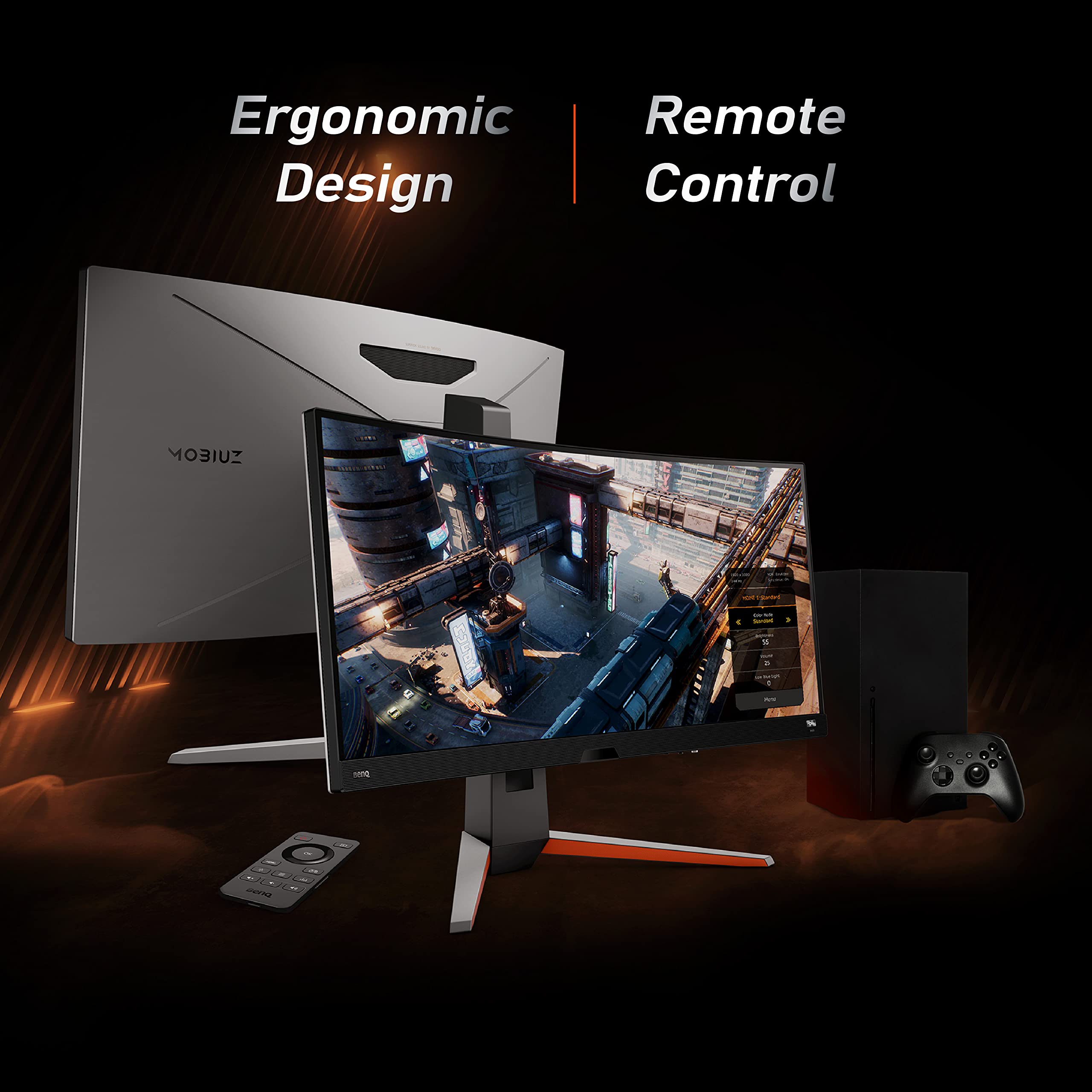 BenQ MOBIUZ EX3415R Monitor Gaming Curvo 34" IPS UWQHD Ultrawide 21:9, 144Hz, 1ms MPRT, HDR400, HDRi, 98% P3, FreeSync Premium, Eye-Care, Altoparlanti 2.1