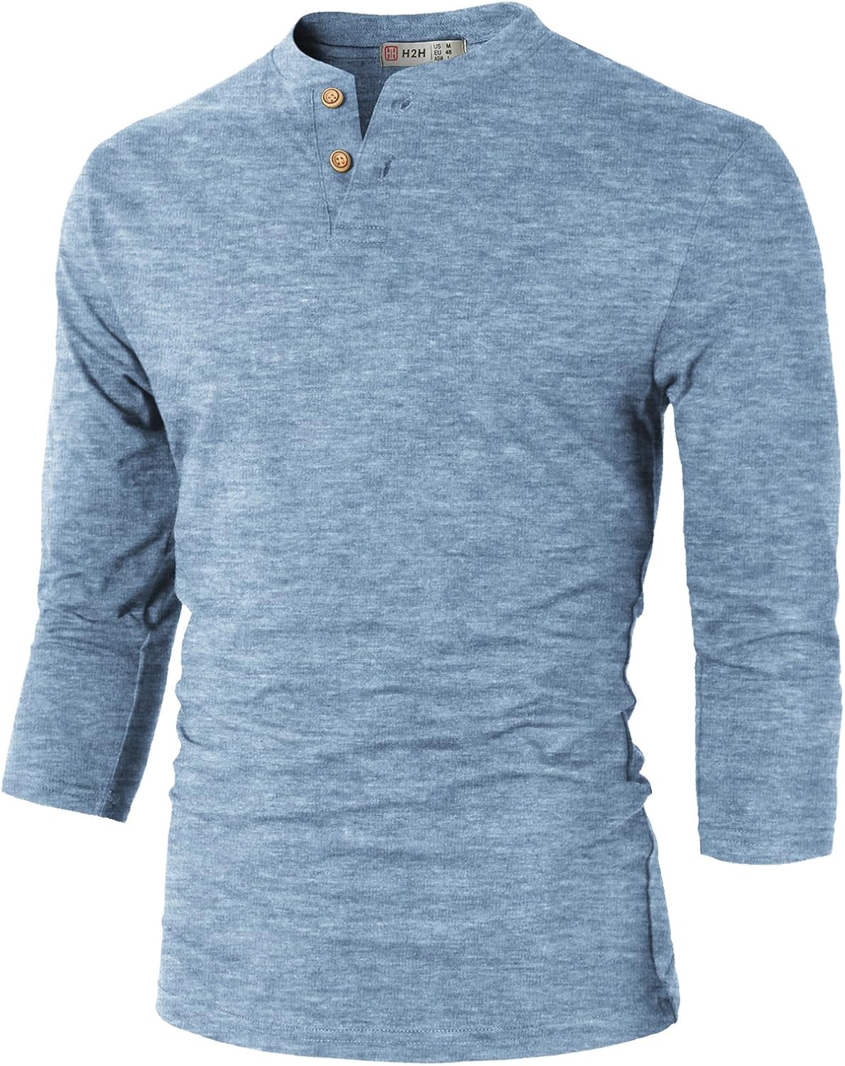 H2H Mens Casual Premium Slim Fit Henley Shirts Lightweight Thin Fabric