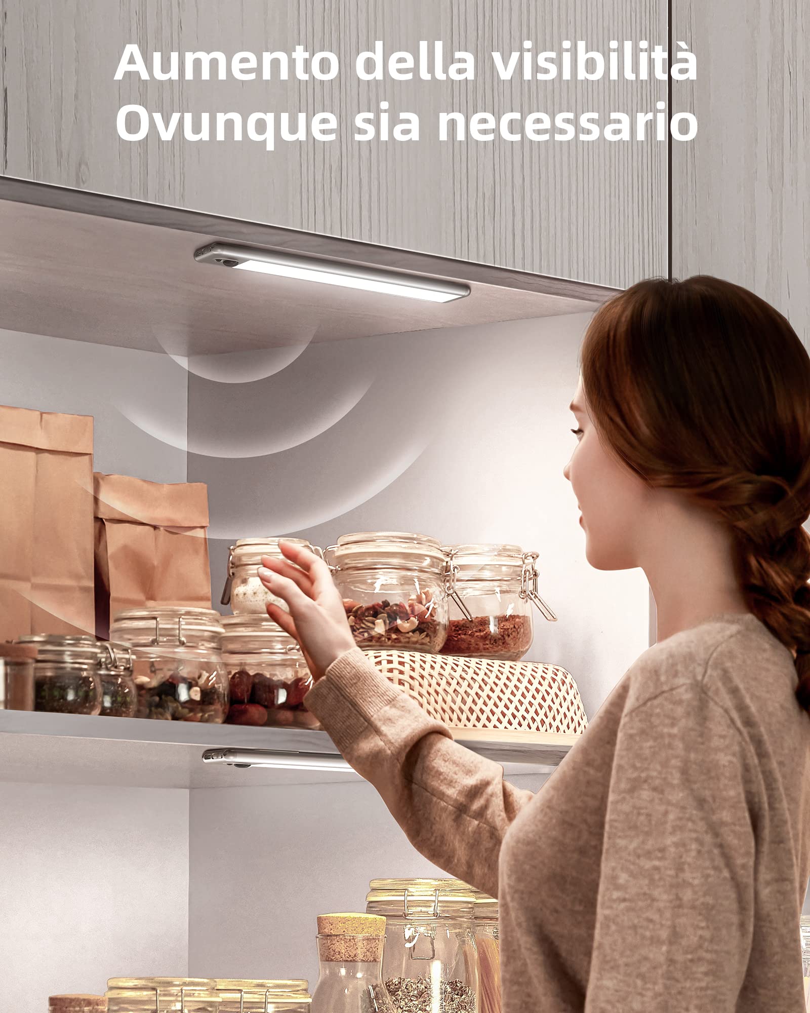 EZVALO Luce Armadio, 36 LEDs Luce Sensore Movimento con Telecomando, 5700K Luce LED Sottopensile con Dimmerazione Remota e Timer, Ricaricabile per Scale, Camere, Corridoi, Armadi, Cucine (5 pezzi)