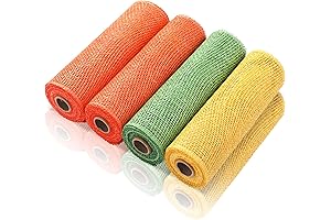 Chuangdi 10-Inch Poly Burlap Mesh Ribbon for Easter and July 4th Decor