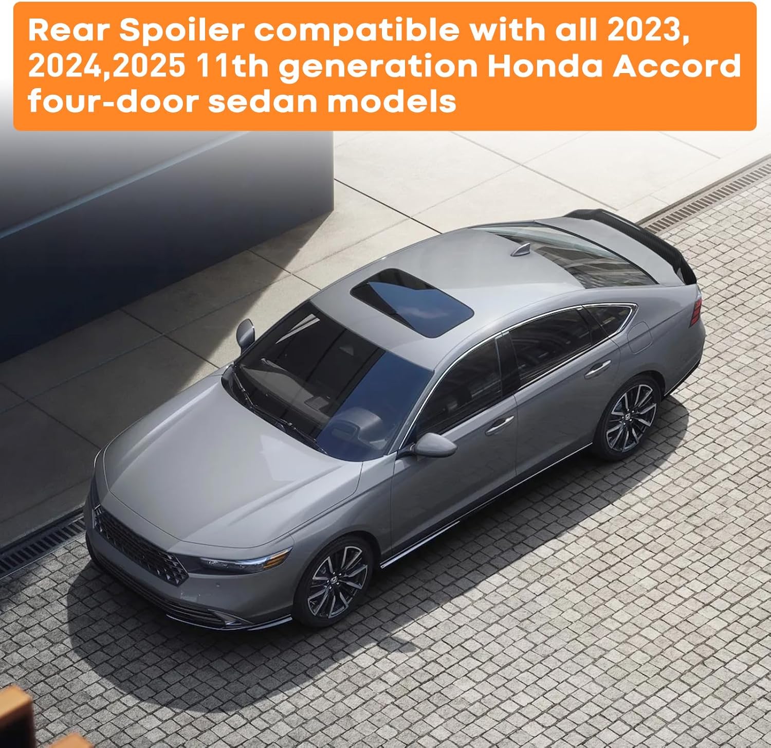 Rear Trunk Lip Spoiler R Style Highkick Wing Compatible with 11th Gen Honda Accord LX/EX/Hybrid Sport/Prime 2023 2024 2025 Sedan Accessories (Carbon Fiber)