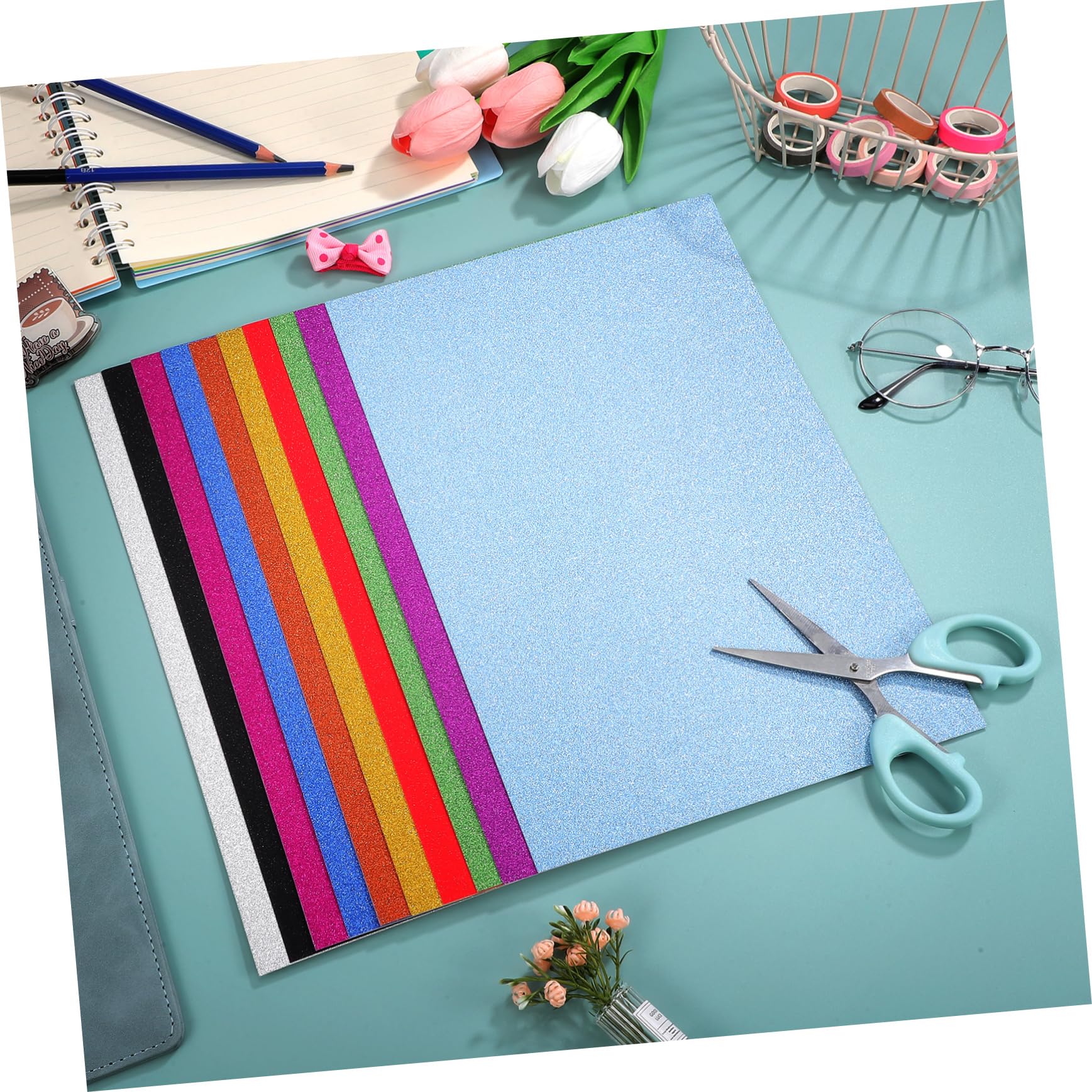 SHINEOFI Cartoncino Glitterato Colorato 60 Fogli 250g per Artigianato Fai da Te Decoupage e Scrapbooking Colore Casuale