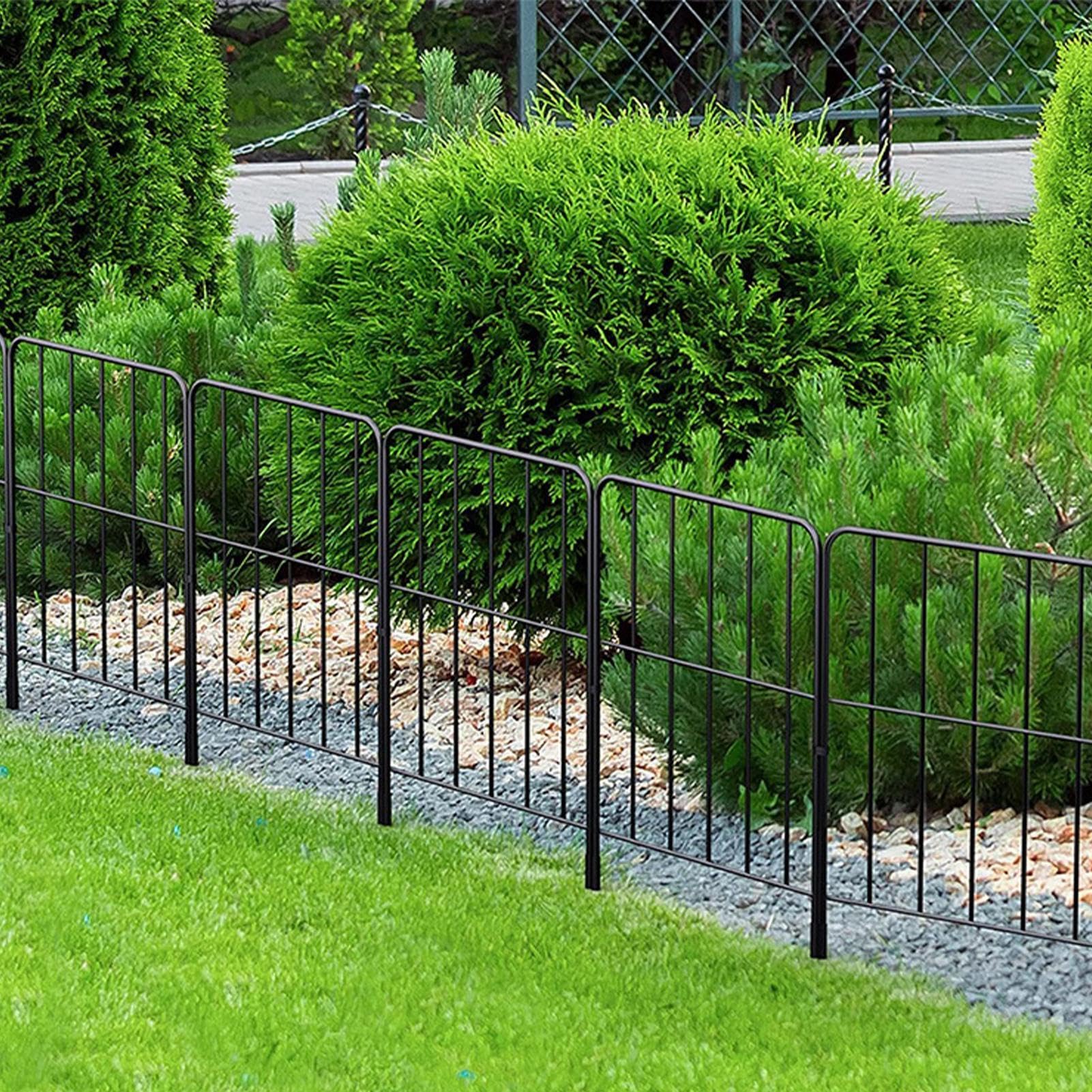 Ogrodzenie ogrodowe, 10-częściowa metalowa bariera dla zwierząt | panele ogrodzeniowe ogrodowe | na balkon podwórko patio na zewnątrz rośliny dla psów kwiat ganek pokład