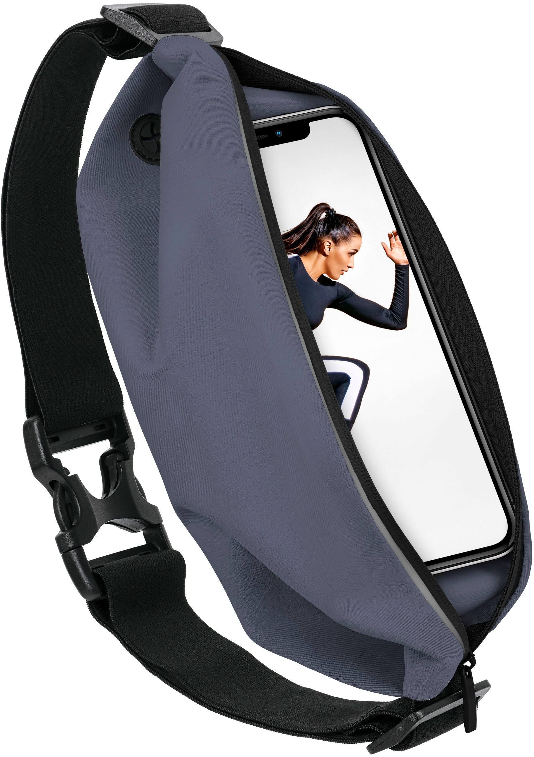 Marsupio Sportivo Moex Impermeabile Per Cellulare - Leggero Per Jogging E Corsa, Con Apertura Cuffie, Nero
