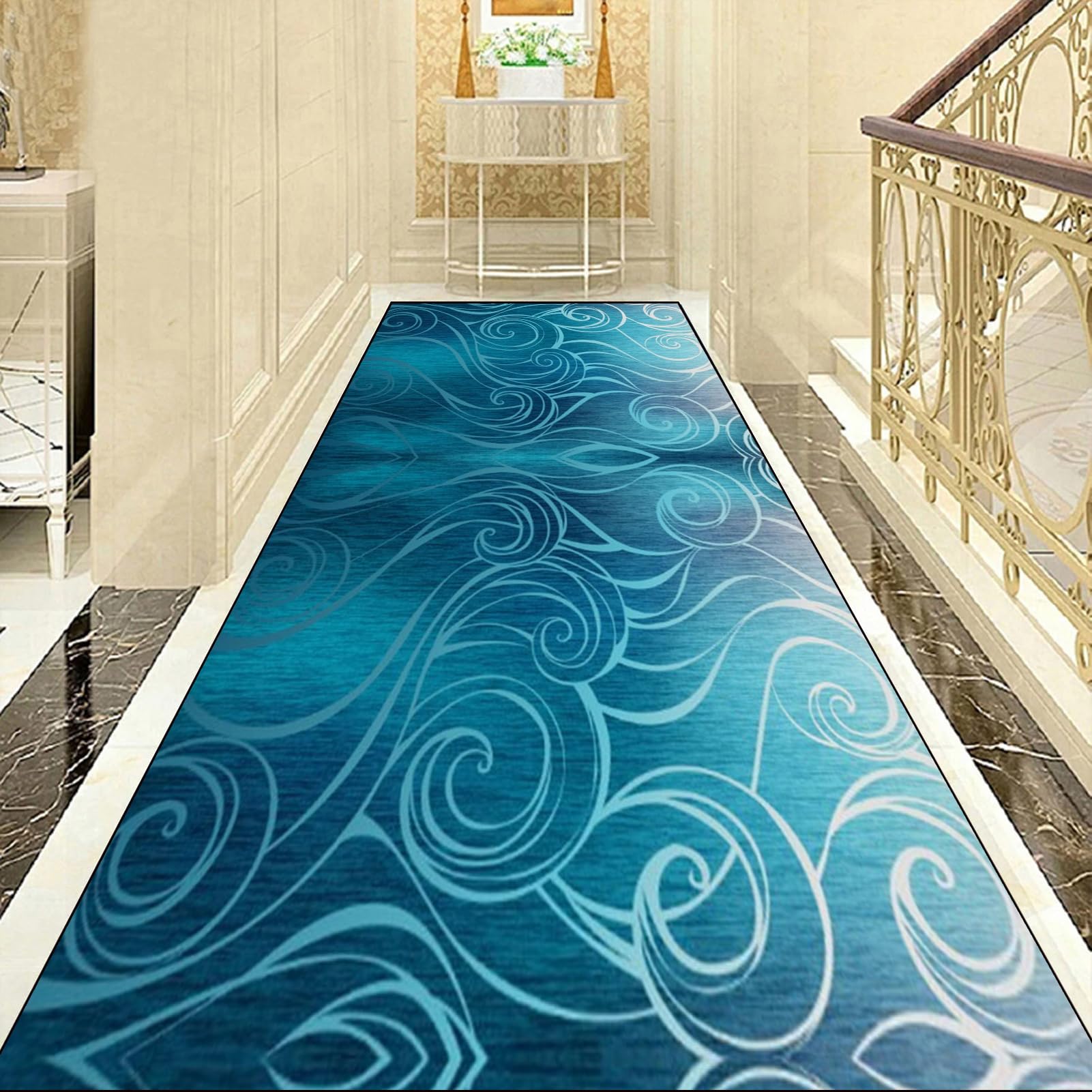 Tapis de couloir lavable antidérapant grand format pour cuisine et porte d'entrée