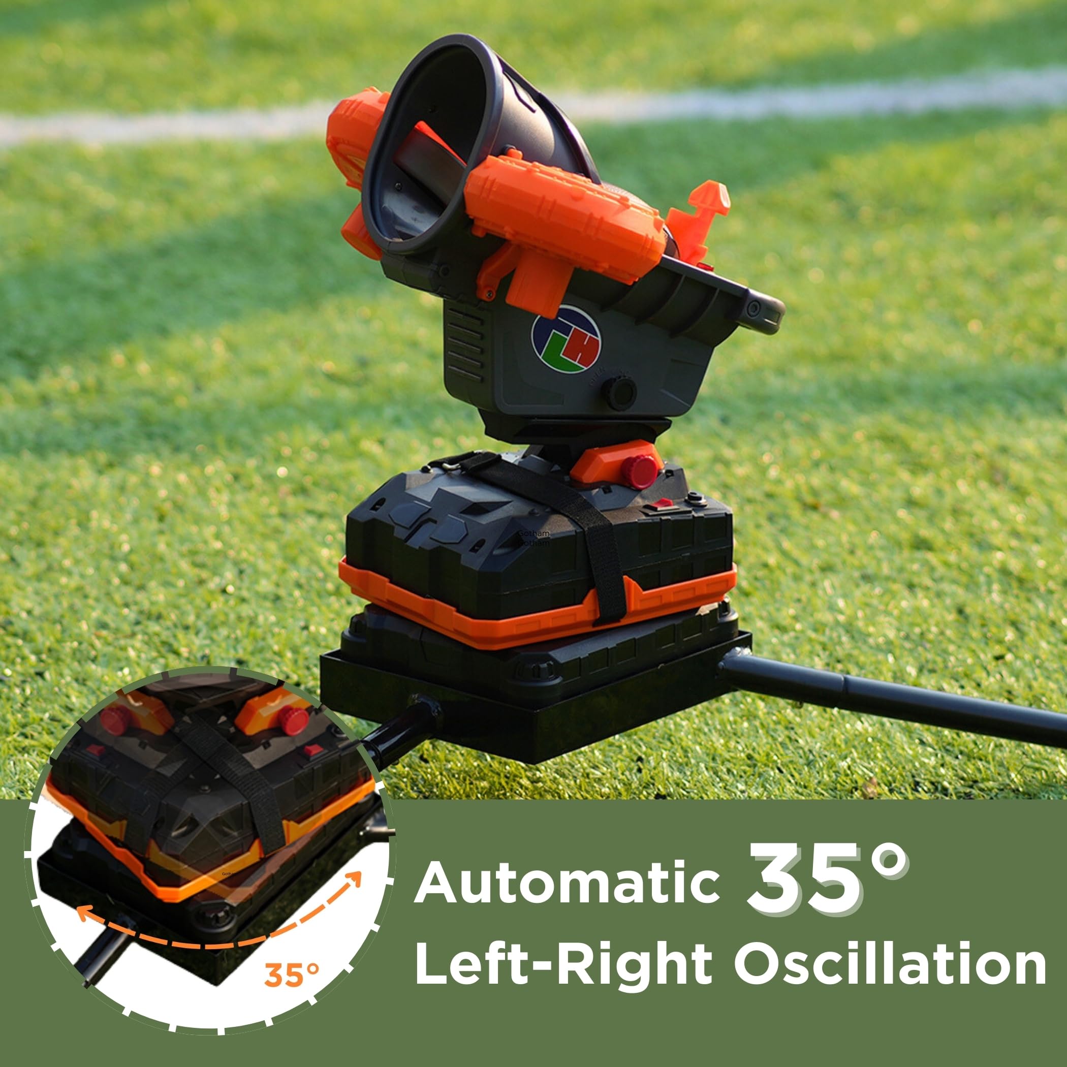 Furlihong 389BH Football Machine for Kids & Teens, Automatic & Manual Thrower, 3 Adjustable Angles, Left-Right Oscillation, Ideal for Catch & Pass Drills