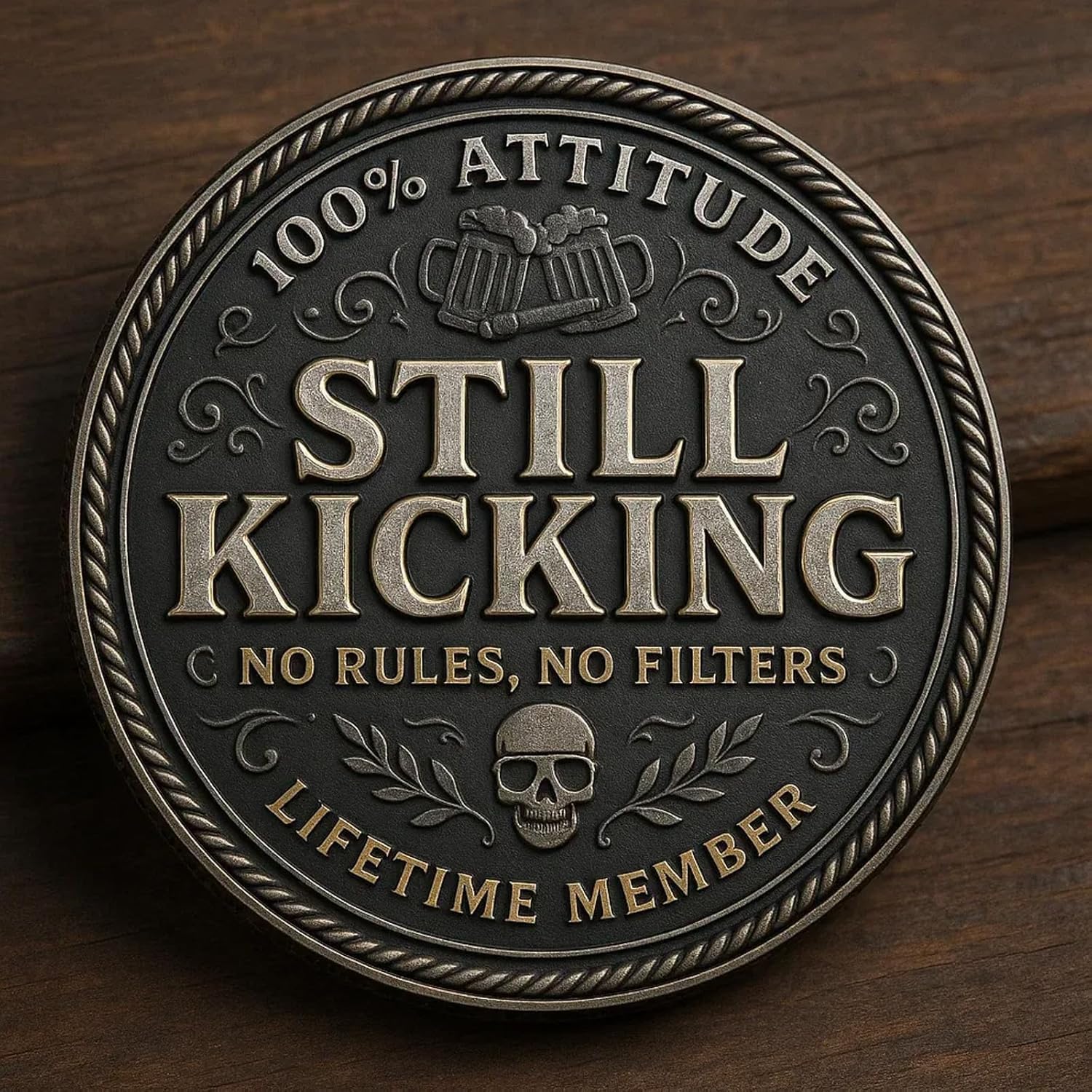 3PCS Old ckers Club – Lifetime Member Coin,Still Kicking Lifetime Member Token, No Rules No Filters Challenge Coin,Funny Gag Gift for Men & Women