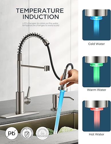 Vista 54 de FORIOUS - Grifo para fregadero de cocina Negro y dorado