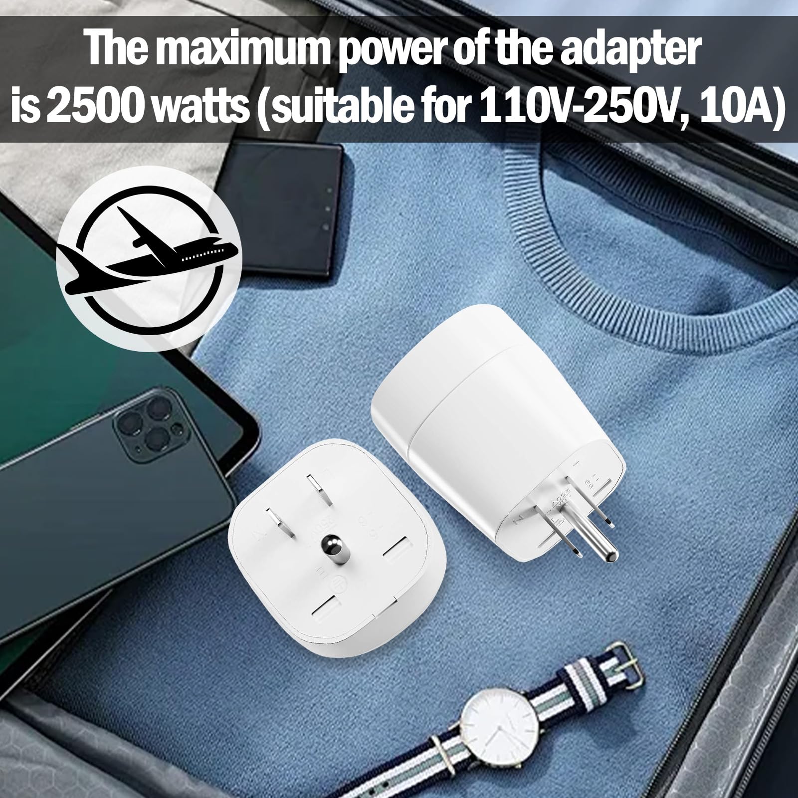 TESSAN Adaptador Europeo Viaje, Europa Enchufe con 3 Salidas CA y 3 USB